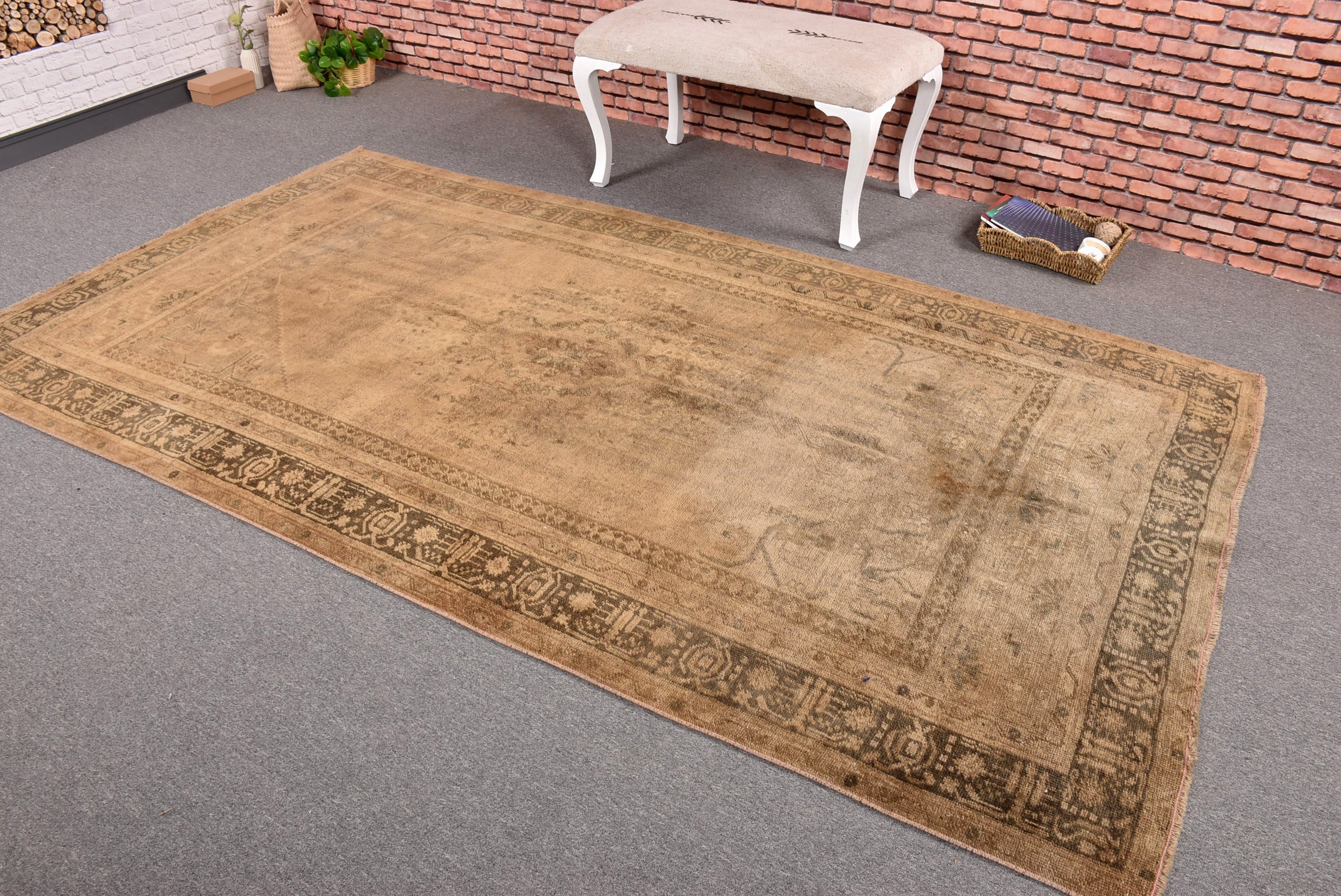 Mutfak Halısı, Kahverengi Oryantal Halı, 4,9x9,1 ft Büyük Halılar, Büyük Vintage Halılar, Vintage Halı, Büyük Boho Halıları, Yün Halı, Türk Halıları