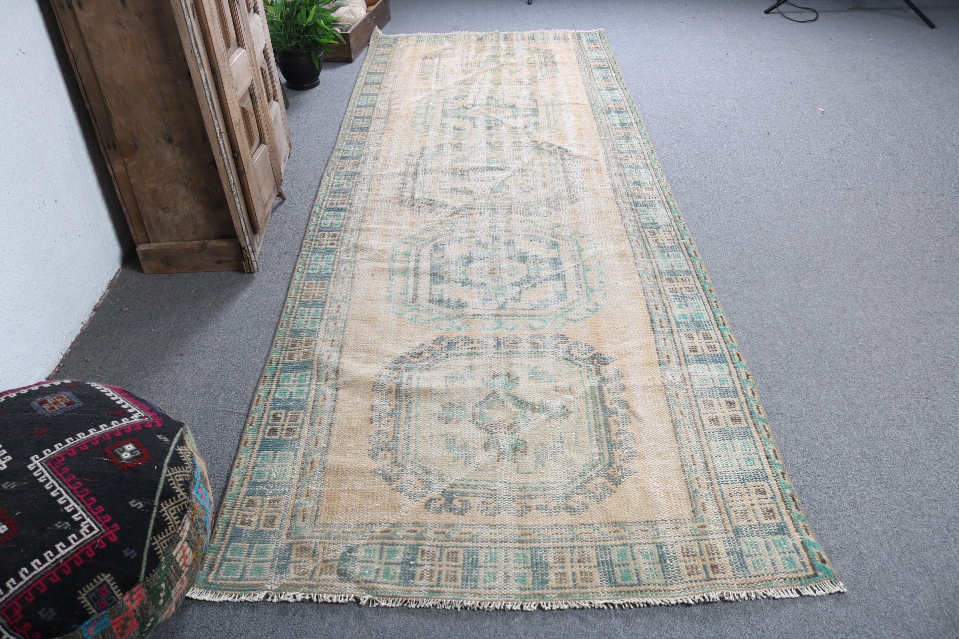 4.1x11 ft Runner Halı, Lüks Halılar, Sarı Mutfak Halısı, Türk Halısı, Vintage Halı, Merdiven Halısı, Yatak Odası Halısı, Koridor Halıları, Estetik Halı