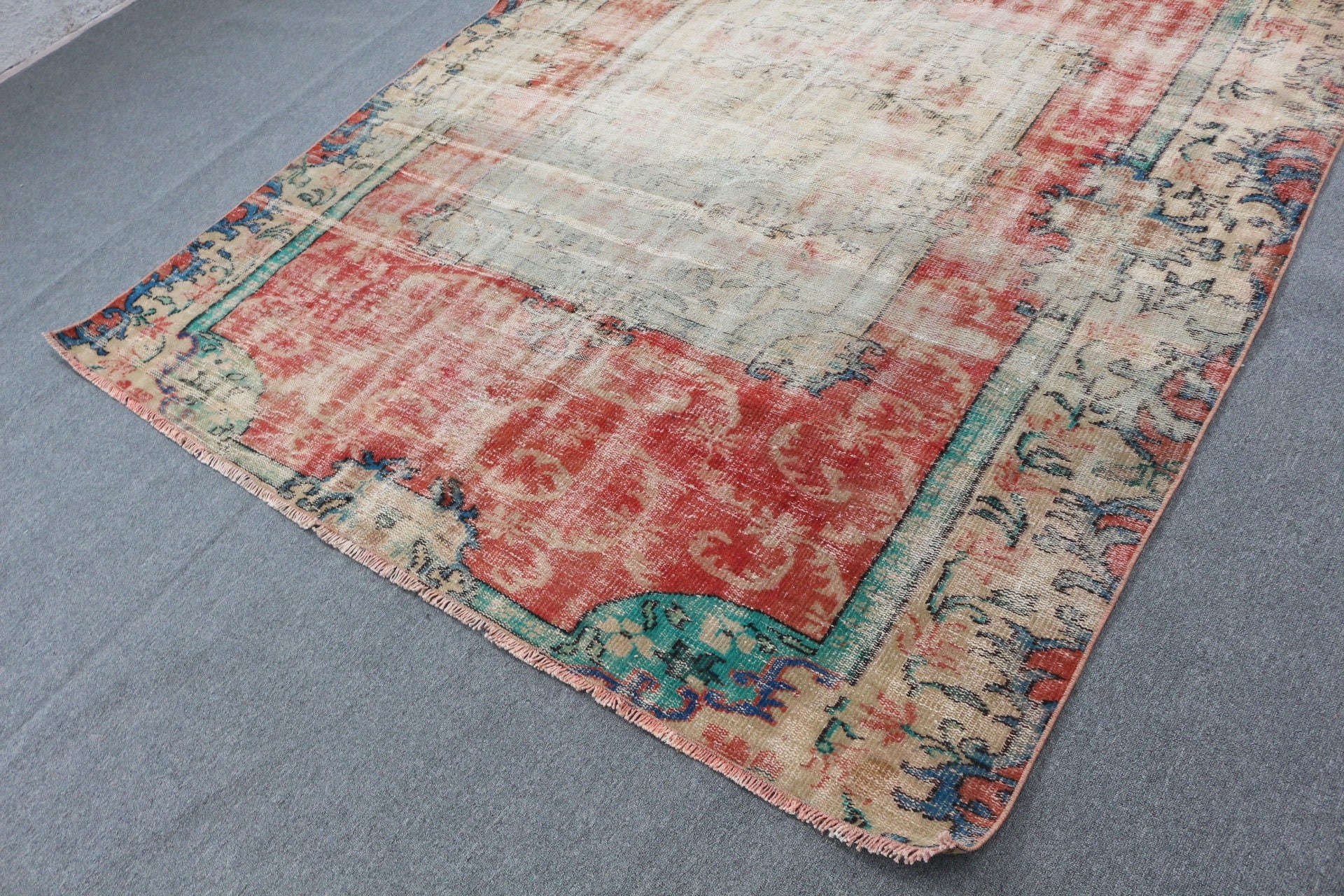 Moroccan Rug, Red Bedroom Rug, Vintage Rugs, Dining Room Rug, Turkish Rug, 6.5x7.8 ft Large Rugs, Retro Rug, Living Room Rug