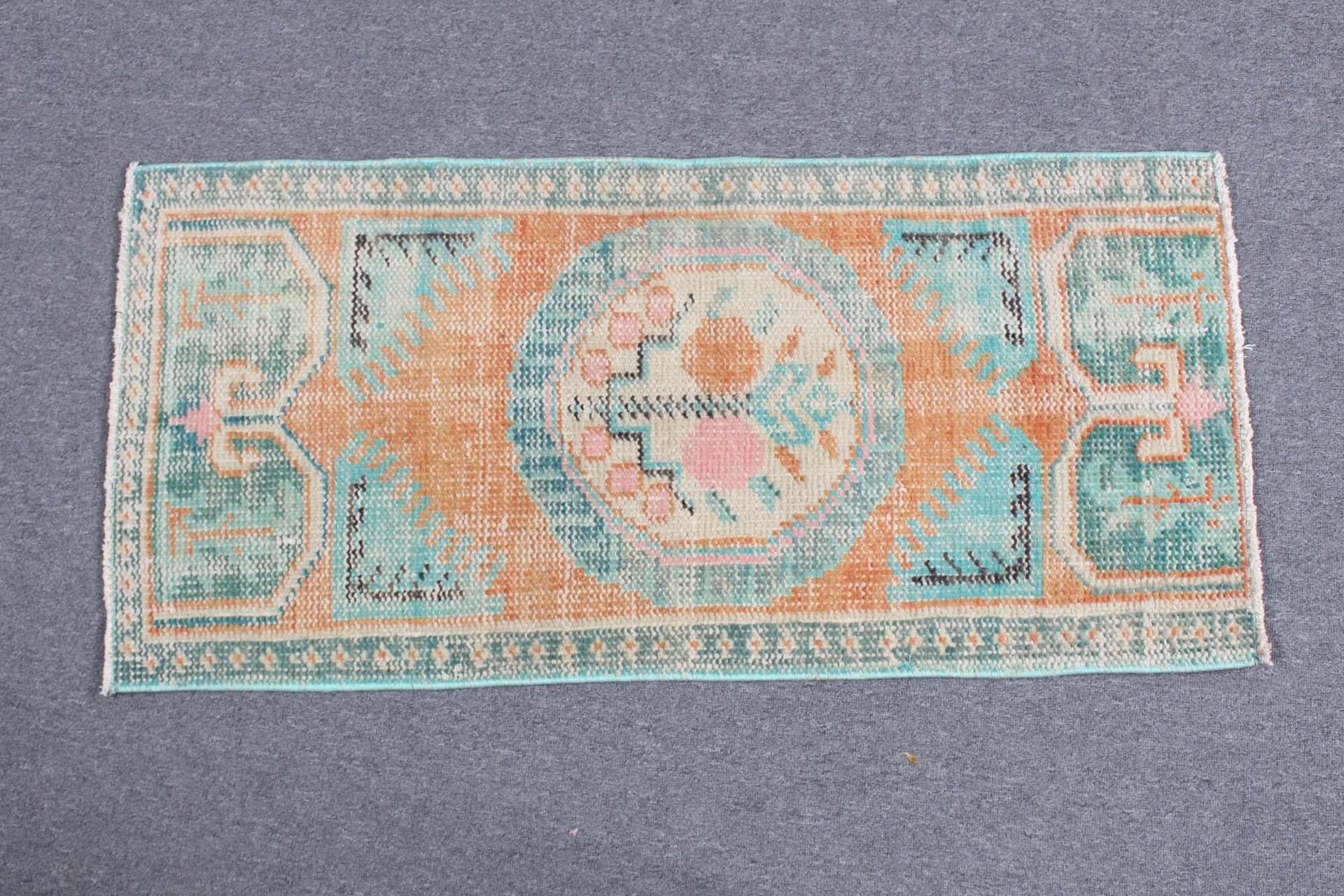 Fas Halısı, Giriş Halısı, 1.8x3.7 ft Küçük Halı, Vintage Halılar, Turuncu Oryantal Halılar, Antika Halı, Türk Halıları, Araba Paspas Halısı, Dekoratif Halı