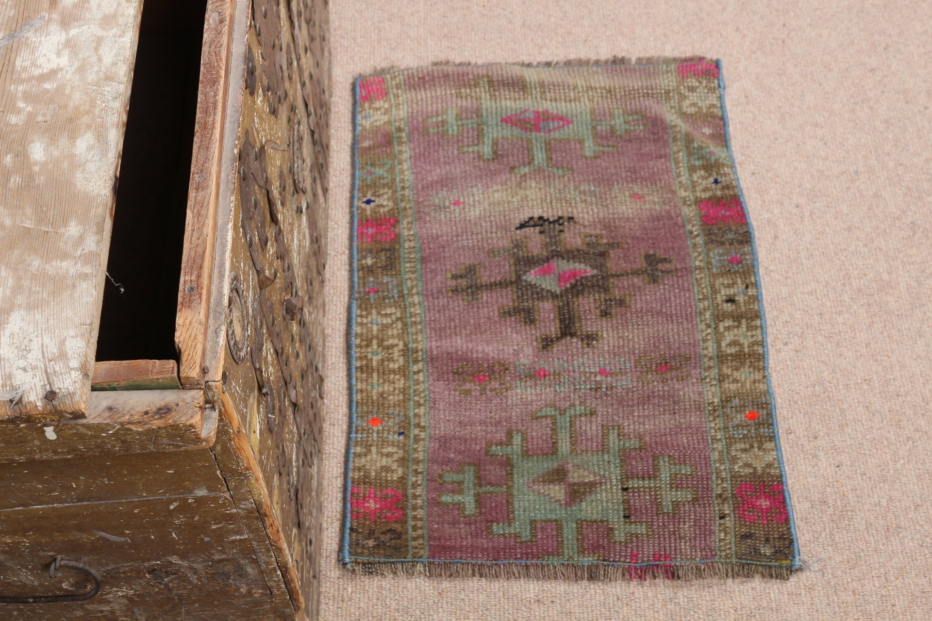 Nursery Rugs, Anatolian Rugs, Vintage Rug, 1.4x2 ft Small Rug, Bathroom Rug, Purple Anatolian Rug, Turkish Rug, Floor Rug, Hand Woven Rug