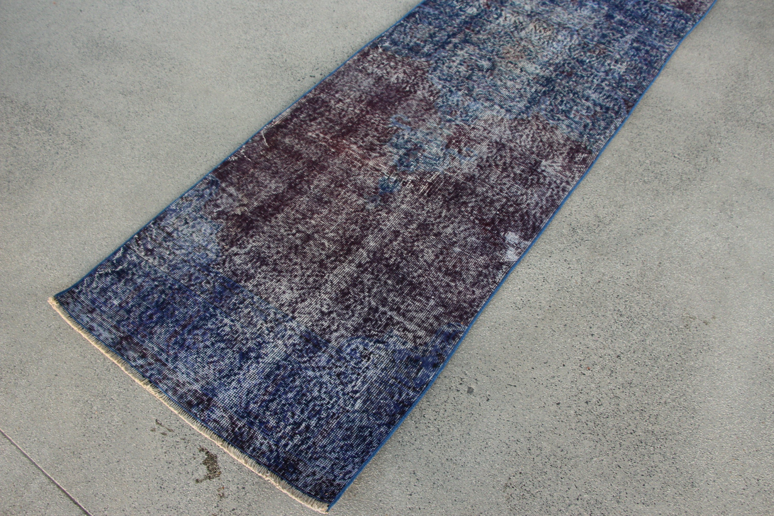 Turkish Rug, Home Decor Rug, Muted Rug, Rugs for Stair, Stair Rug, 2.5x9.9 ft Runner Rug, Vintage Rug, Antique Rug, Blue Oriental Rugs