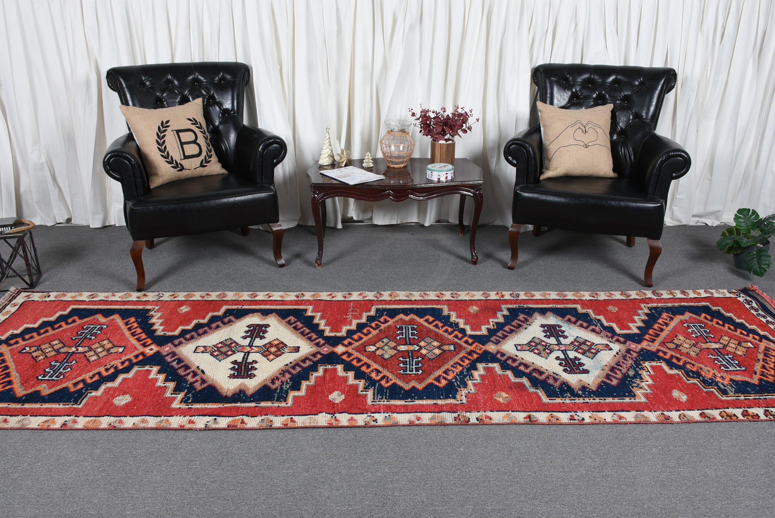 Office Rug, 3.3x11.6 ft Runner Rugs, Red Anatolian Rugs, Corridor Rugs, Vintage Rug, Hallway Rug, Bedroom Rug, Turkish Rug