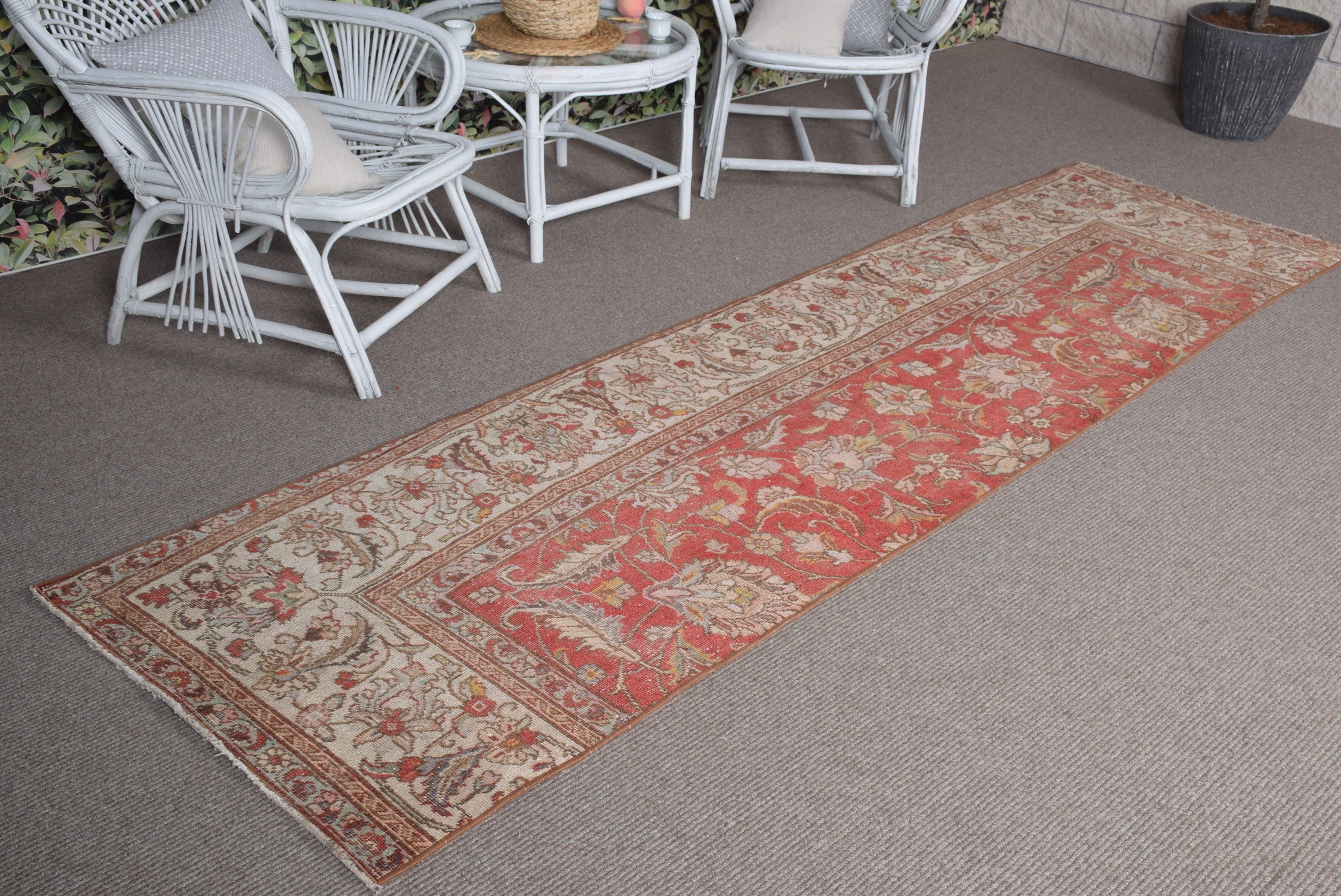 Floor Rugs, Home Decor Rug, Flatweave Rug, 2.7x9.9 ft Runner Rugs, Corridor Rugs, Hallway Rug, Turkish Rug, Vintage Rug, Red Oushak Rugs