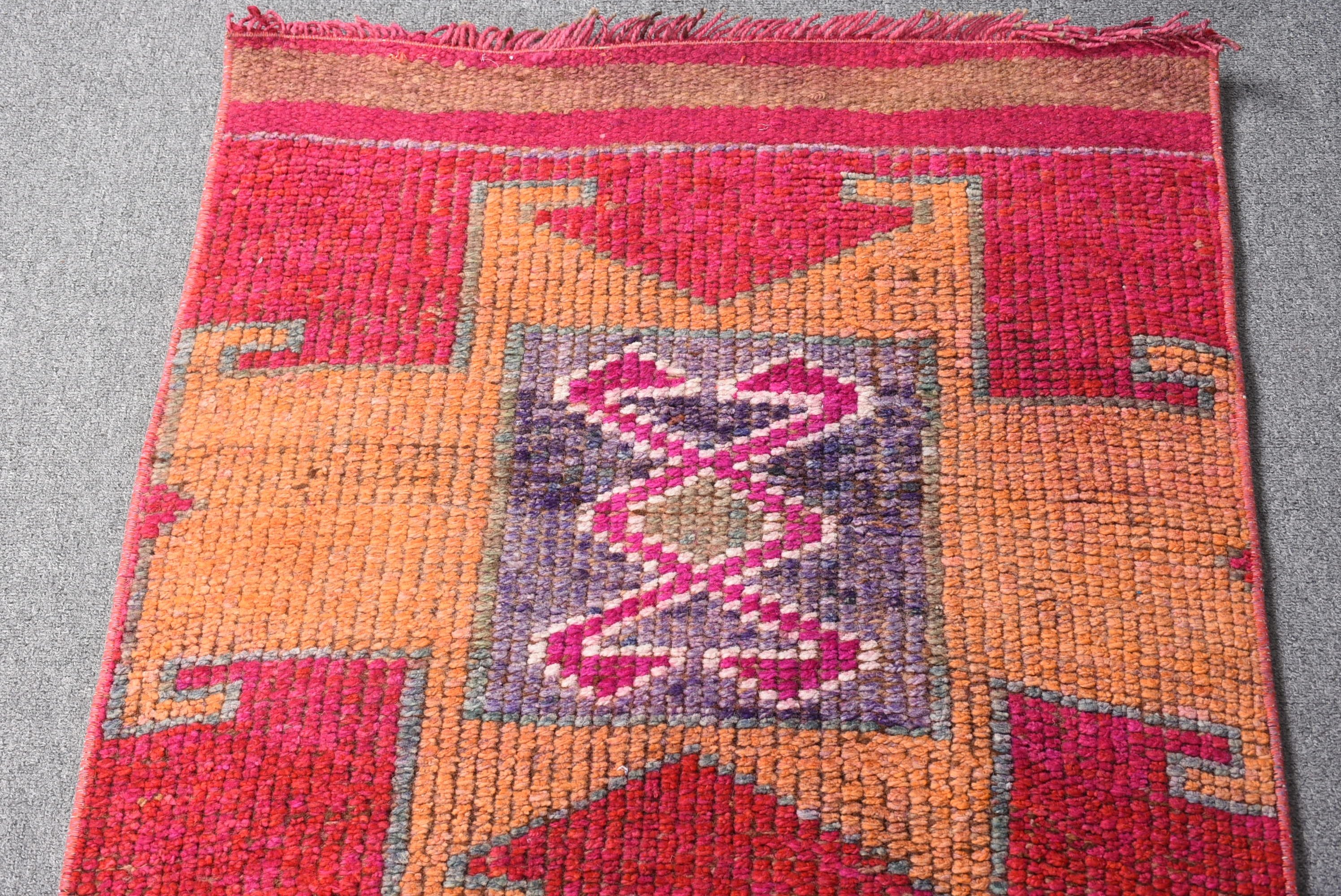 Turkish Rug, Oriental Rugs, Red Moroccan Rug, Cute Rug, Vintage Rug, Corridor Rugs, Rugs for Hallway, 2.3x10.3 ft Runner Rugs