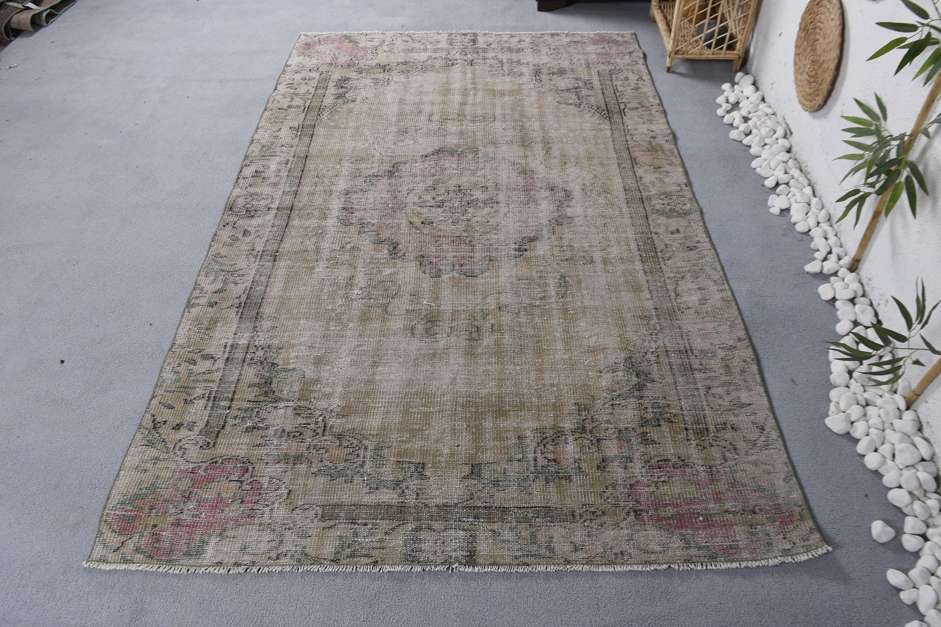 4.8x7.7 ft Area Rug, Green Antique Rugs, Anatolian Rugs, Natural Rugs, Dining Room Rug, Turkish Rug, Antique Rug, Vintage Rug, Kitchen Rug