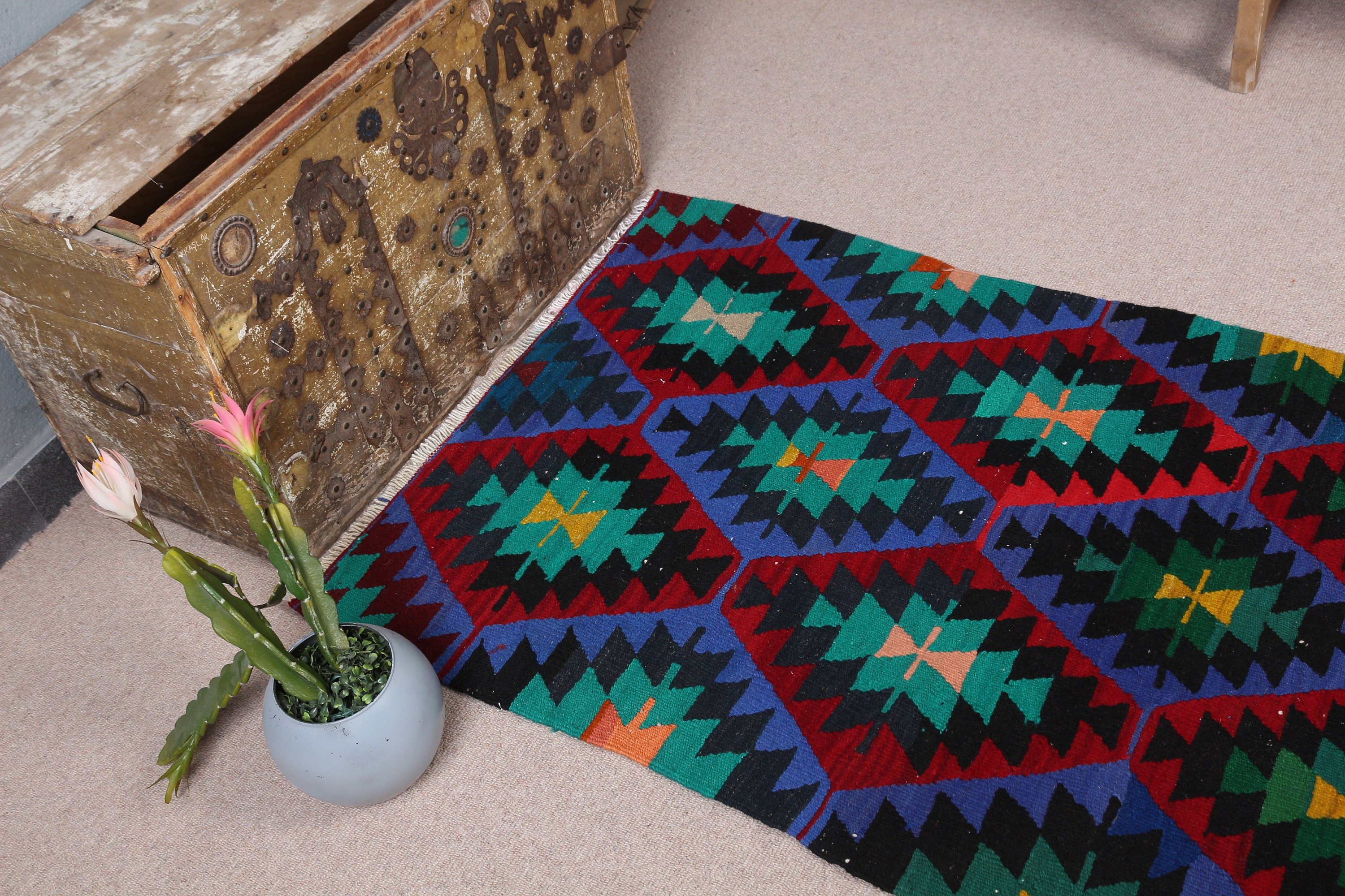 Banyo Halıları, Anadolu Halısı, Vintage Halılar, Yer Halısı, Türk Halısı, Kilim, Yeşil 2.8x3.7 ft Küçük Halı, Duvara Asılı Halılar