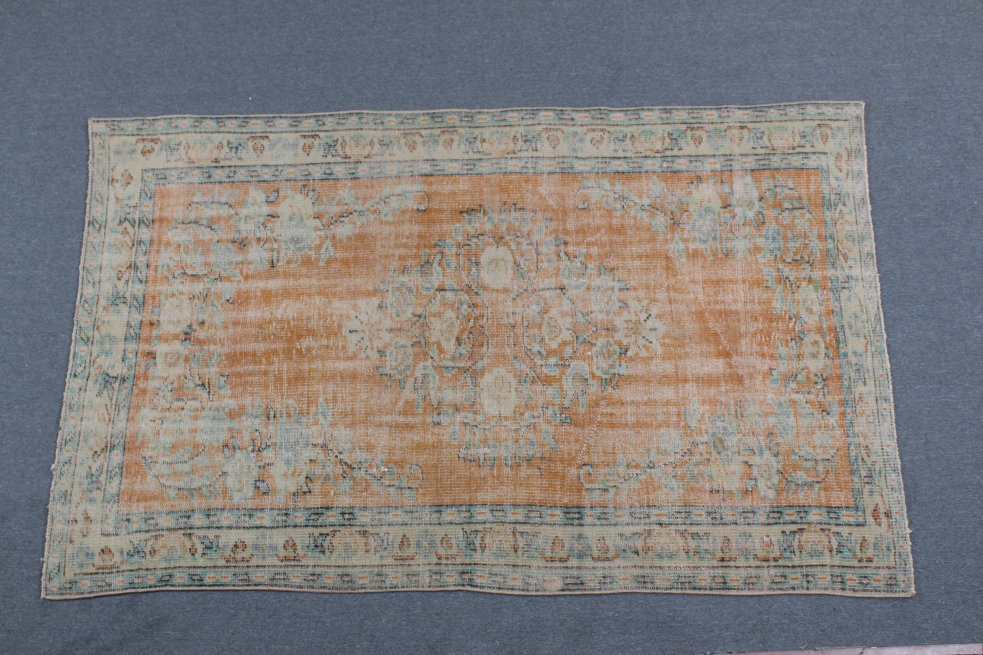 Kitchen Rug, Vintage Rug, Rugs for Area, Bedroom Rug, Floor Rugs, Orange Oushak Rugs, 4.6x7.4 ft Area Rug, Turkish Rugs, Distressed Rug