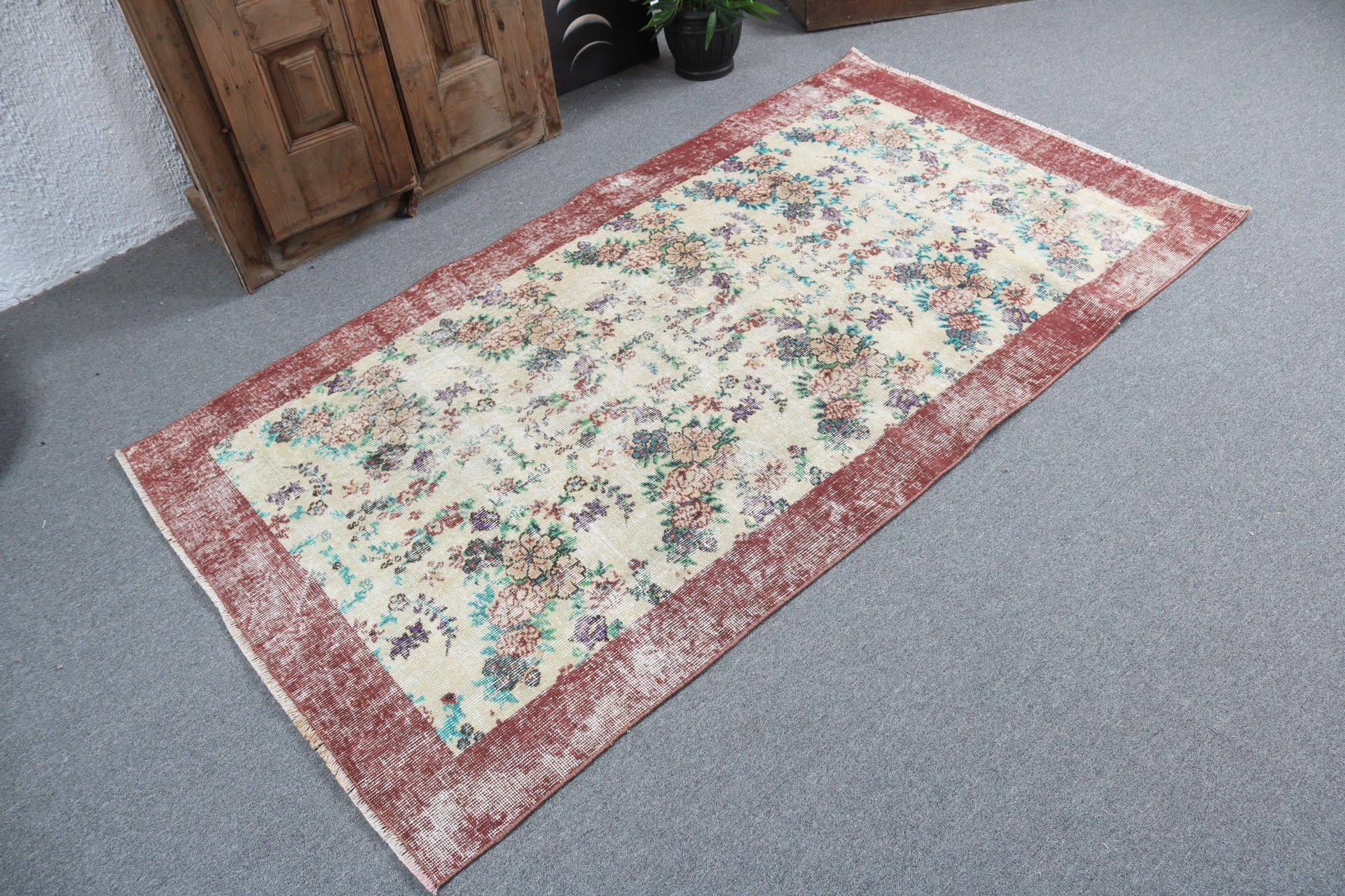 Vintage Rugs, Antique Rugs, Decorative Rug, Kitchen Rugs, Boho Rugs, Turkish Rug, Anatolian Rugs, Green  3.6x6.6 ft Accent Rug