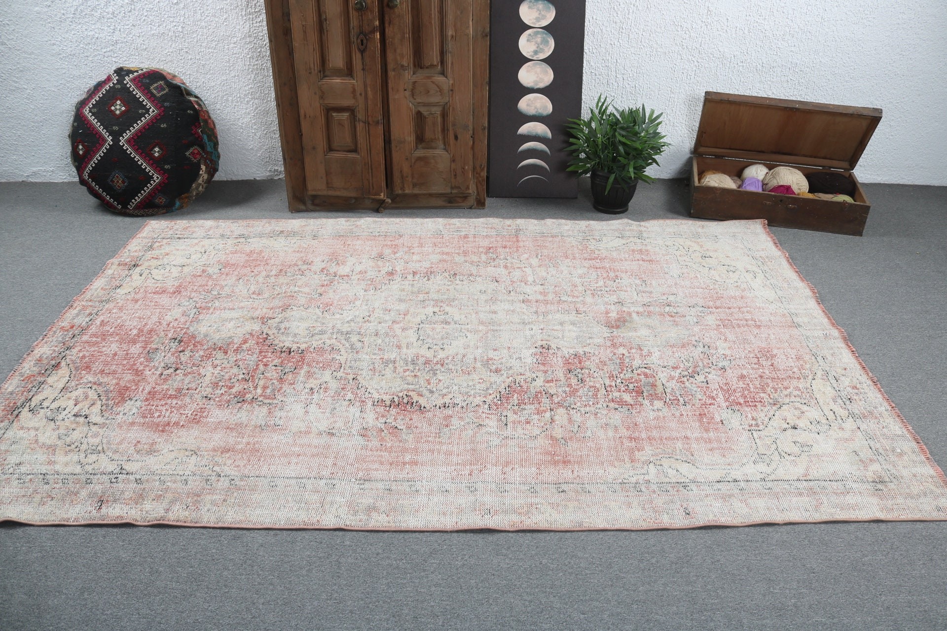 5.8x8.6 ft Large Rugs, Red Geometric Rugs, Vintage Rugs, Ethnic Rugs, Anatolian Rug, Dining Room Rugs, Turkish Rugs, Modern Rug, Salon Rugs