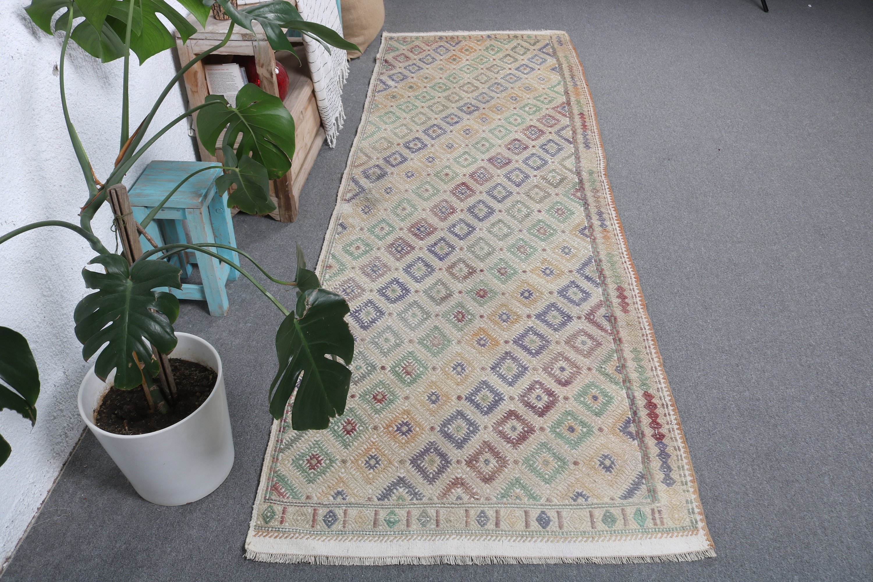 3.1x9.3 ft Yolluk Halıları, Türk Halısı, Uzun Yolluk Halısı, Mutfak Halıları, Bej Nötr Halı, Modern Halılar, Kilim, Vintage Halılar, Anadolu Halıları