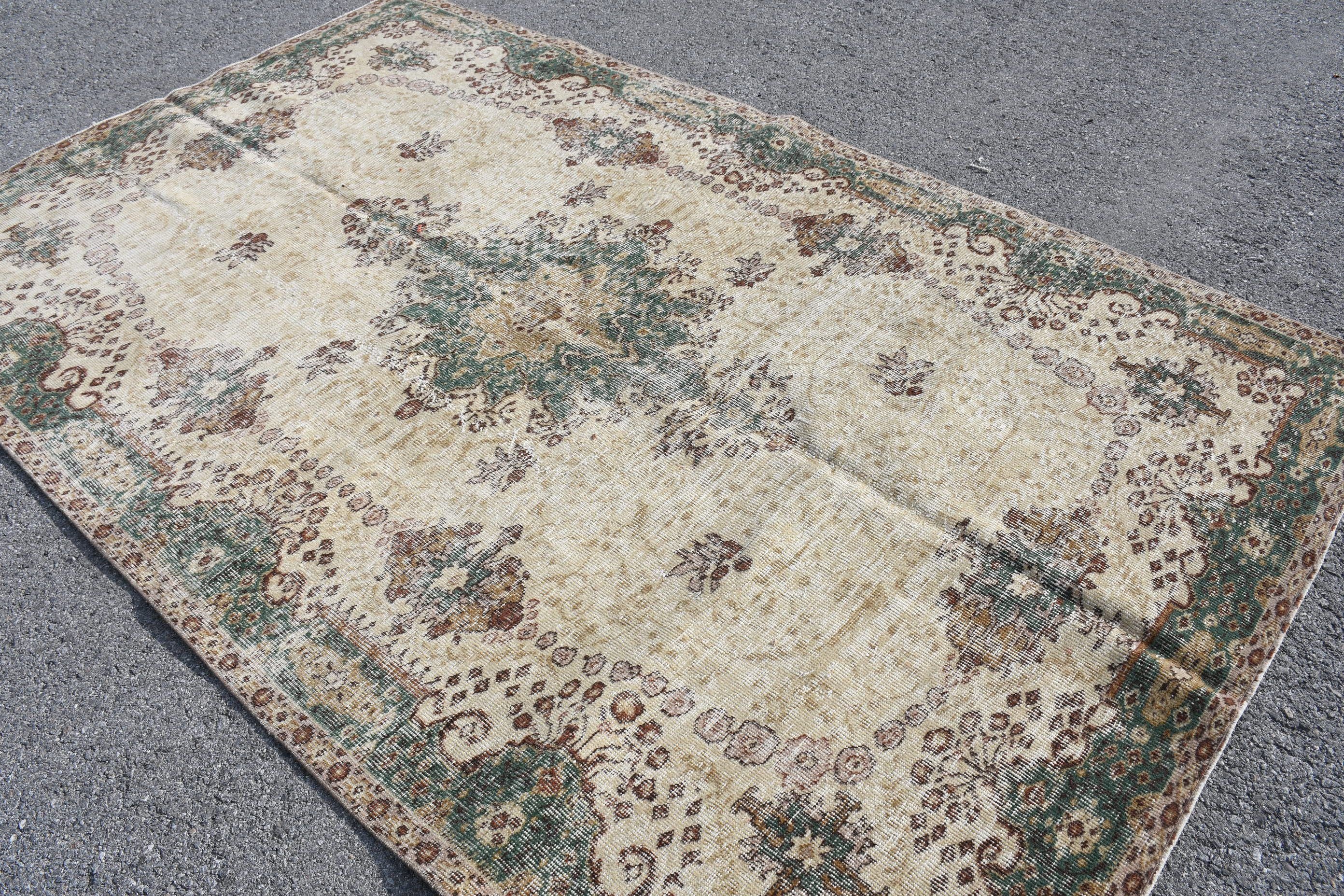 Salon Rug, Vintage Rug, Bedroom Rug, Antique Rug, Turkish Rug, 5.7x9.2 ft Large Rug, Floor Rug, Rugs for Living Room, Beige Wool Rug