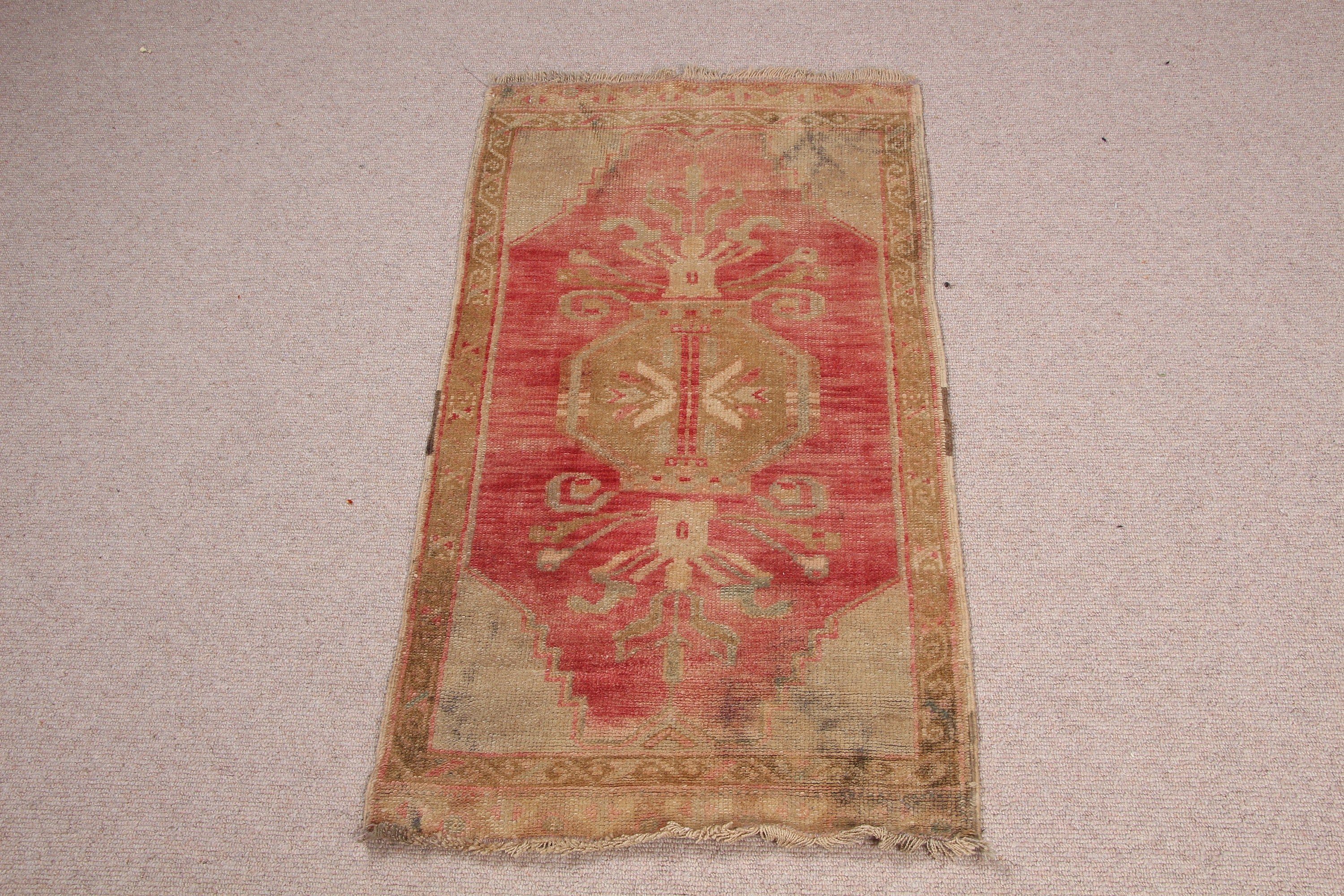 Türk Halısı, Harika Halılar, 1.6x3.1 ft Küçük Halı, Kırmızı Anadolu Halısı, Giriş Halısı, Mutfak Halıları, Çocuk Odası Halıları, Ev Dekorasyonu Halıları, Vintage Halılar