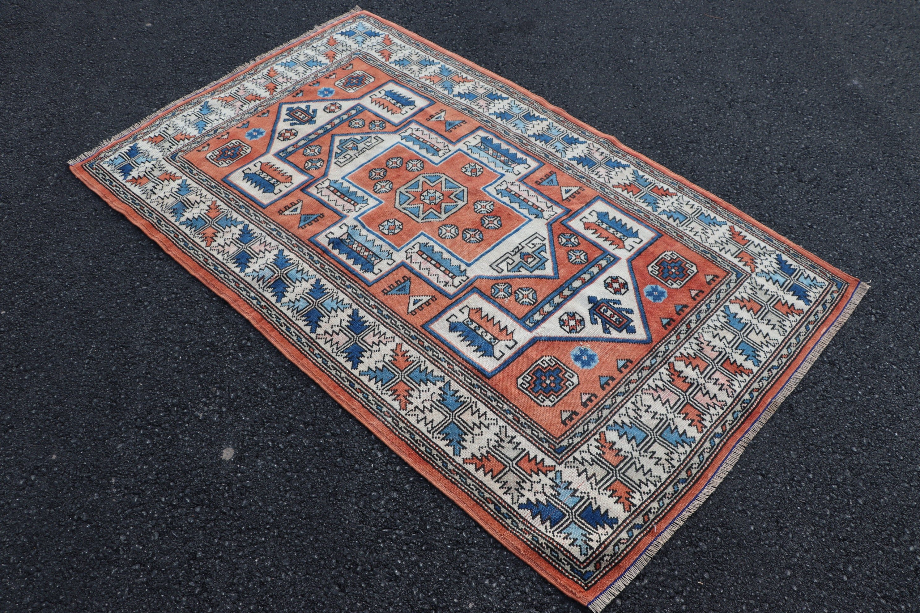 Vintage Rug, Rugs for Entry, 3.8x6.3 ft Accent Rugs, Nursery Rug, Moroccan Rug, Red Kitchen Rugs, Bedroom Rug, Turkish Rug