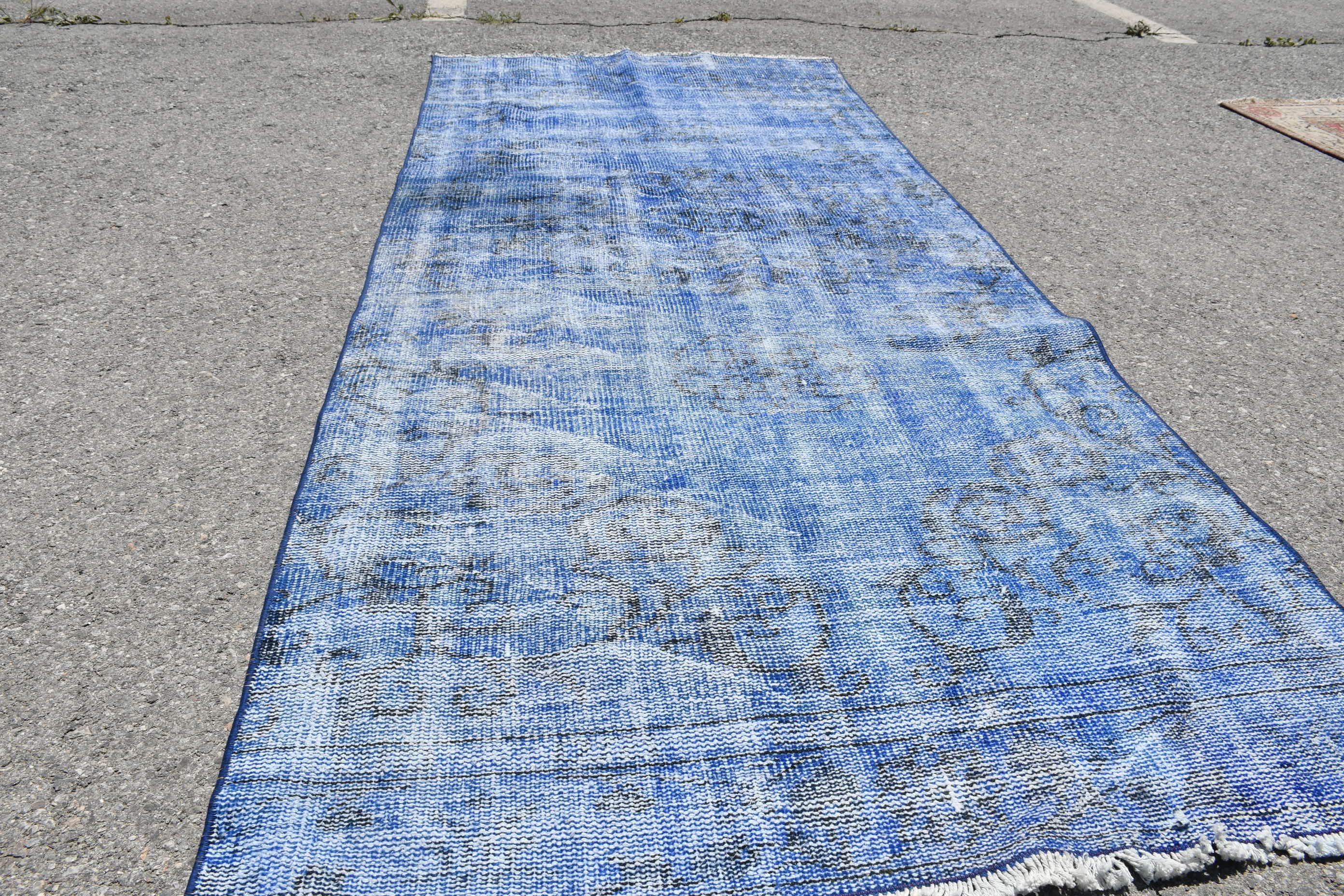 Kitchen Rugs, Anatolian Rug, Indoor Rugs, Vintage Rug, Blue Oushak Rug, Decorative Rugs, 3.6x8.5 ft Area Rug, Living Room Rug, Turkish Rug