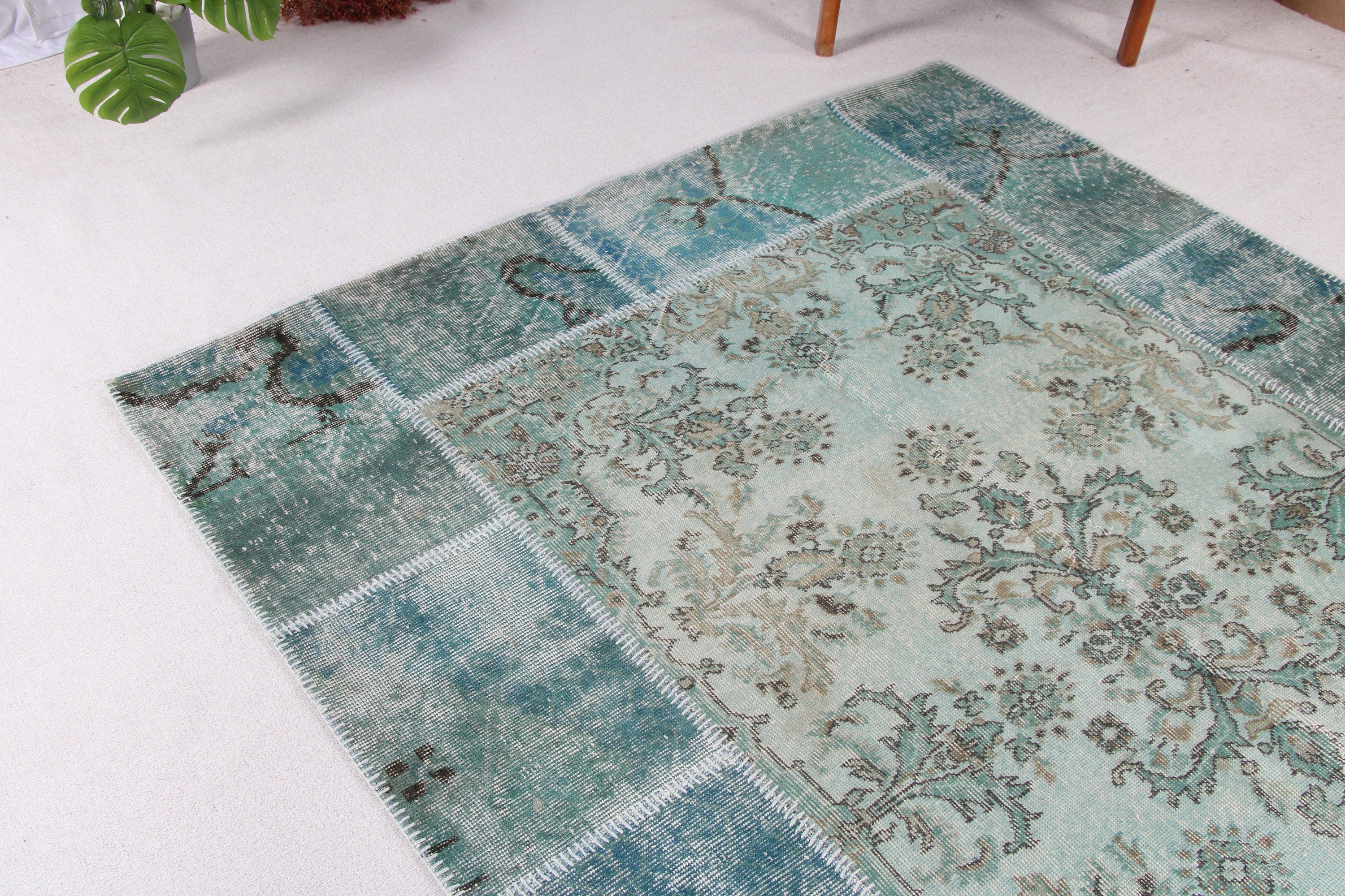 Large Vintage Rug, 5.8x7.7 ft Large Rugs, Large Oushak Rug, Vintage Rug, Handwoven Rug, Turkish Rug, Blue Boho Rug, Bedroom Rug, Luxury Rug