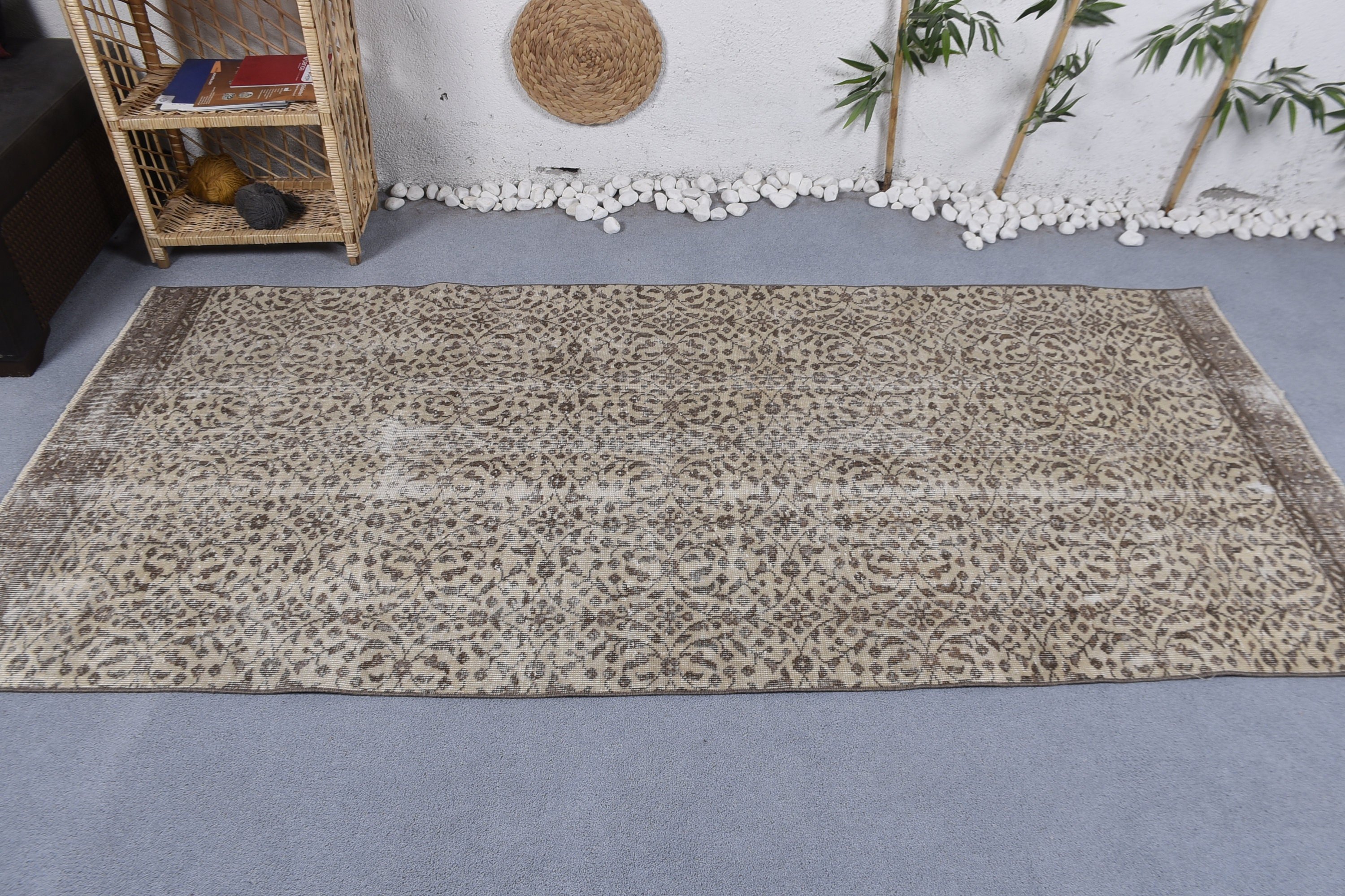 Kitchen Rug, Indoor Rug, Beige Home Decor Rug, 3.7x8.2 ft Area Rug, Oriental Rug, Turkish Rugs, Bedroom Rug, Rugs for Indoor, Vintage Rug