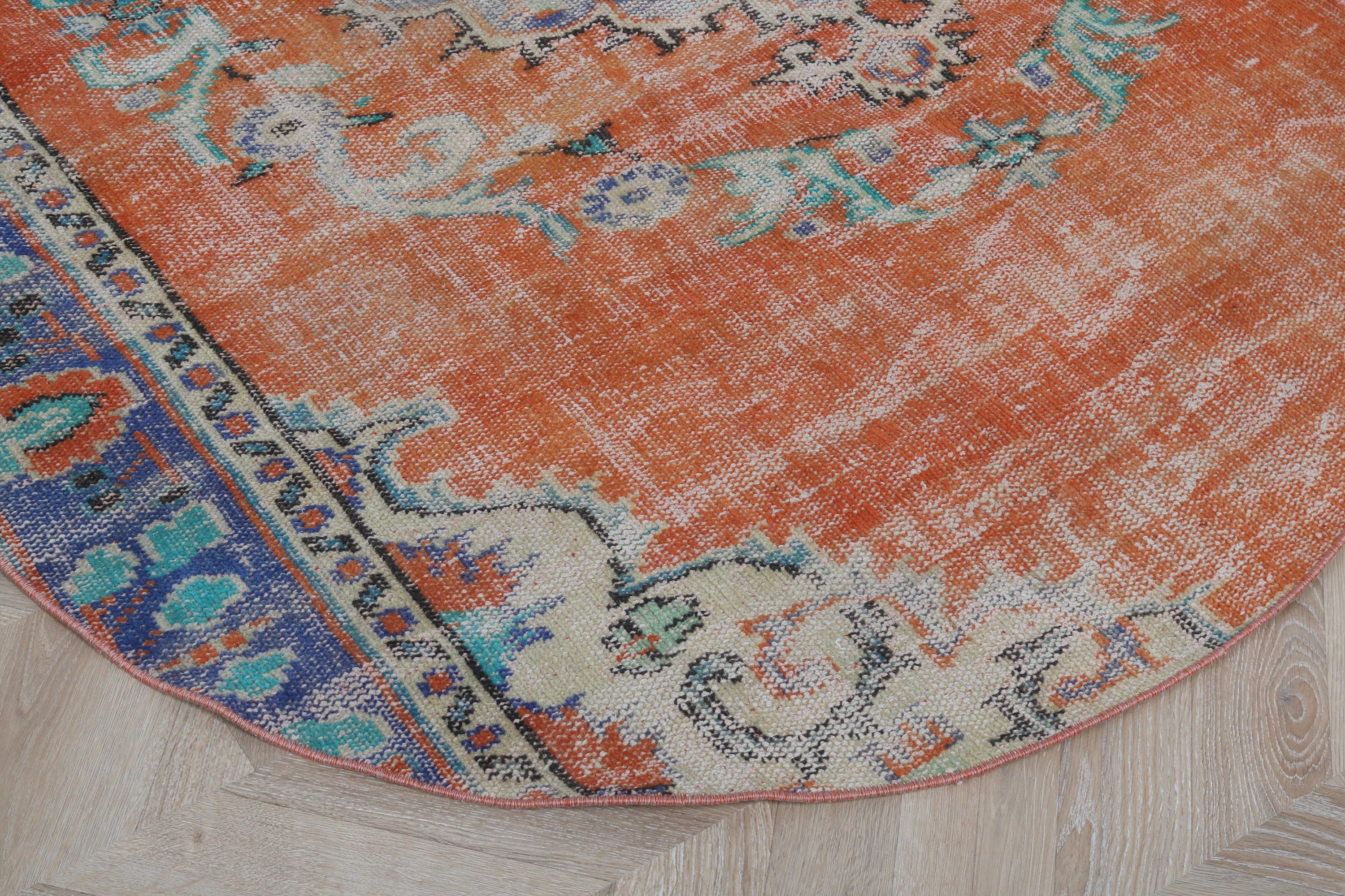 Orange Oriental Rugs, Vintage Accent Rugs, Statement Rugs, Turkish Rugs, Wool Rugs, Kitchen Rug, Vintage Rug, 4.3x4.4 ft Accent Rug