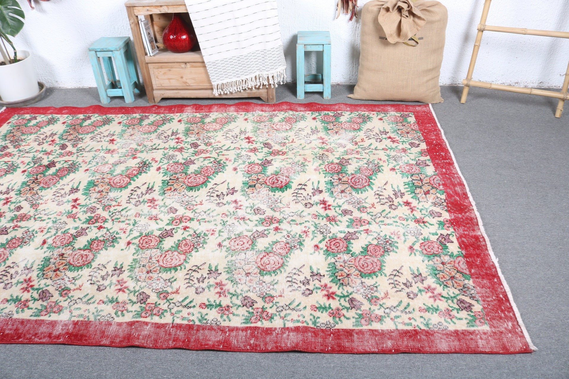 Living Room Rug, Vintage Rug, Oushak Rugs, Turkish Rug, Rugs for Dining Room, Antique Rug, Office Rugs, Bedroom Rugs, 5.6x8.8 ft Large Rug