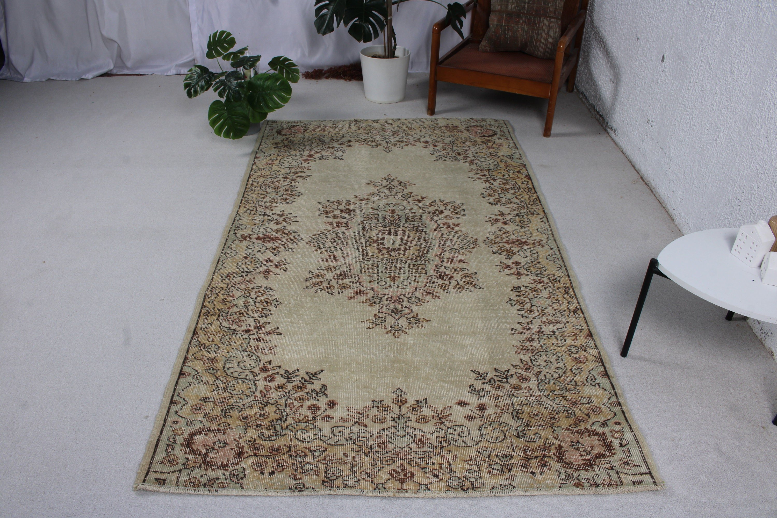 Vintage Decor Rugs, Vintage Rug, 4.3x7.4 ft Area Rug, Beige Moroccan Rugs, Floor Rug, Nursery Rug, Oushak Rugs, Turkish Rug