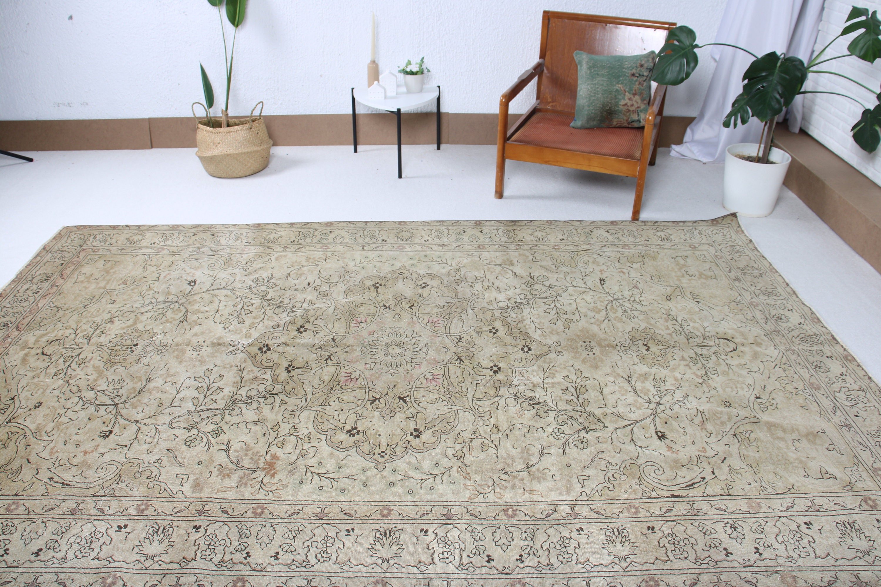 6.1x9.9 ft Large Rugs, Vintage Rug, Salon Rugs, Turkish Rug, Beige Kitchen Rug, Anatolian Rug, Luxury Rug, Large Boho Rug, Oriental Rugs