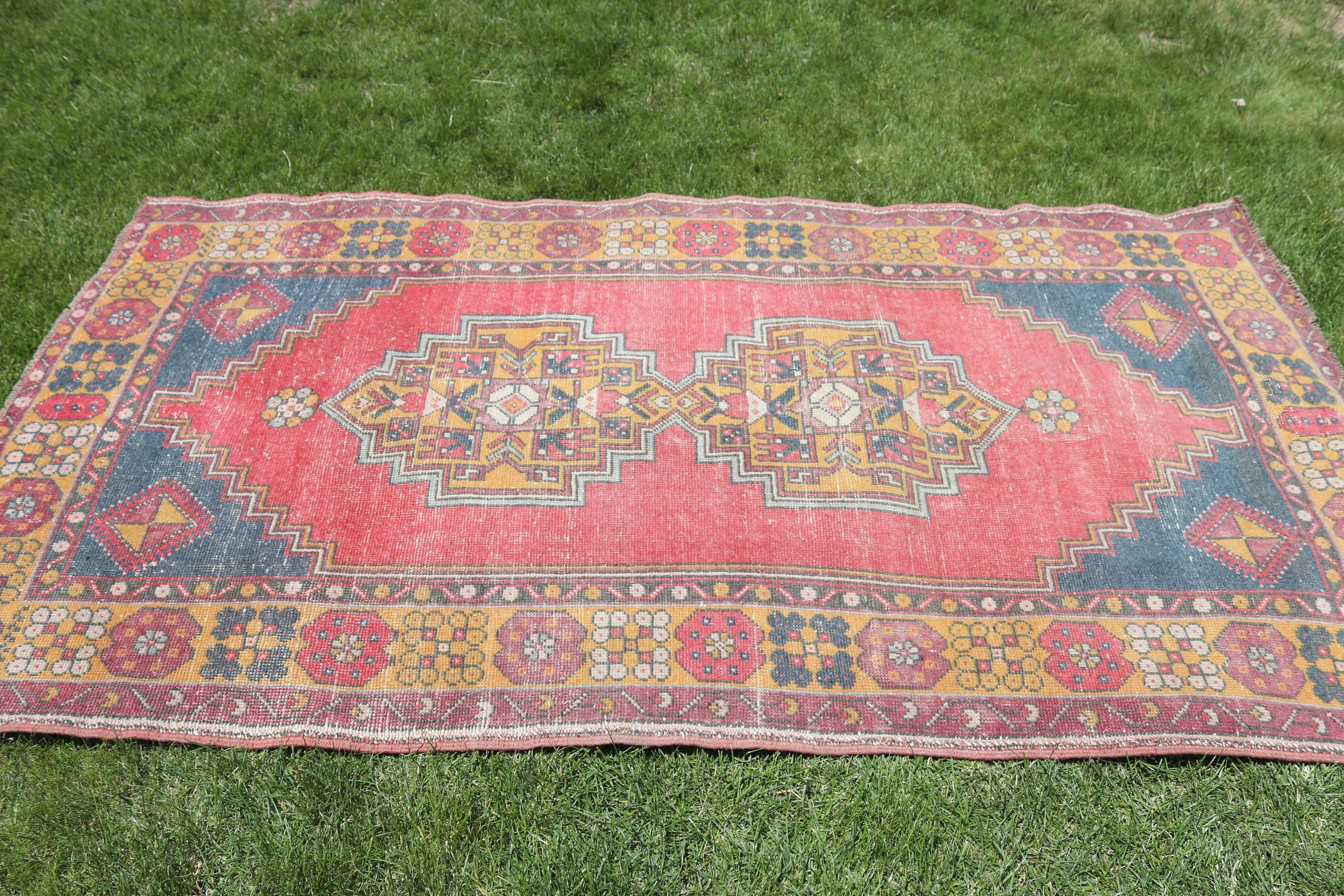 4x7.3 ft Area Rugs, Kitchen Rug, Turkish Rugs, Pink Oriental Rug, Vintage Area Rug, Rugs for Floor, Vintage Rug, Neutral Rugs, Indoor Rugs