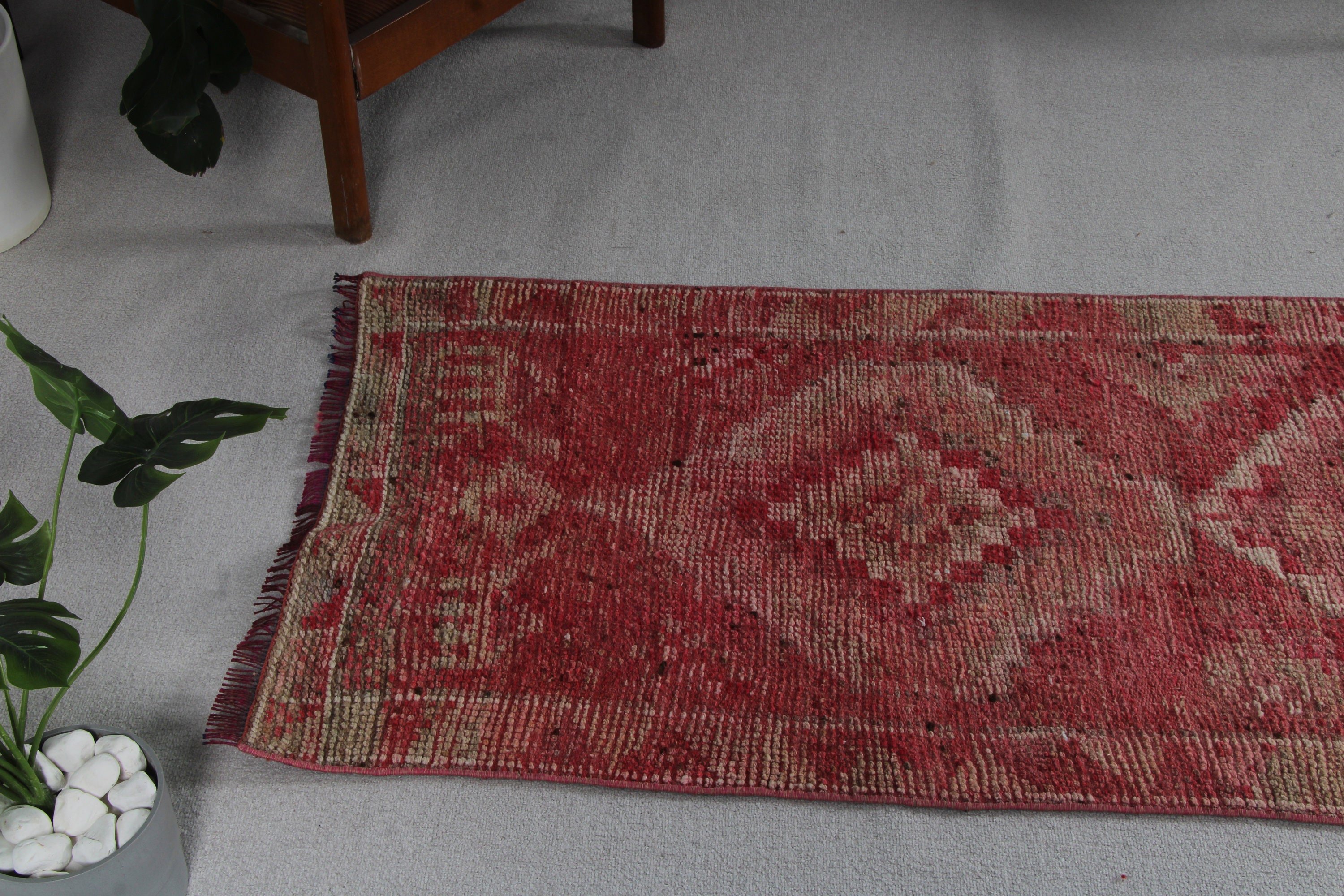 2.6x9.2 ft Runner Halı, Pembe Mutfak Halıları, Vintage Halılar, Oryantal Halılar, Beni Ourain Runner Halı, Koridor Halısı, Türk Halıları, Yatak Odası Halısı