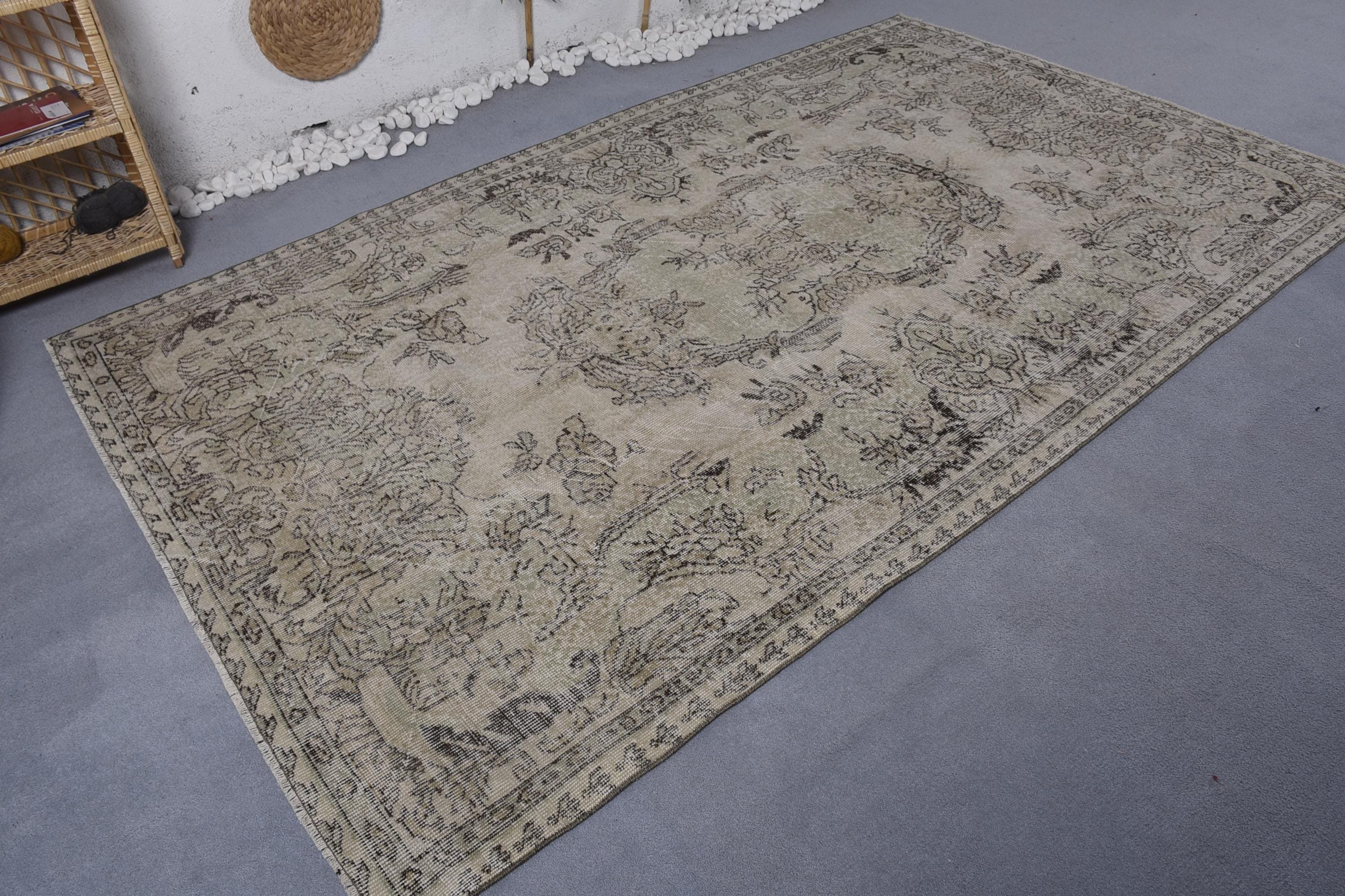 Vintage Halı, Yeşil Oushak Halı, 5.6x9.3 ft Büyük Halılar, Antika Halılar, Türk Halısı, Büyük Vintage Halılar, Organik Halı, Salon Halısı