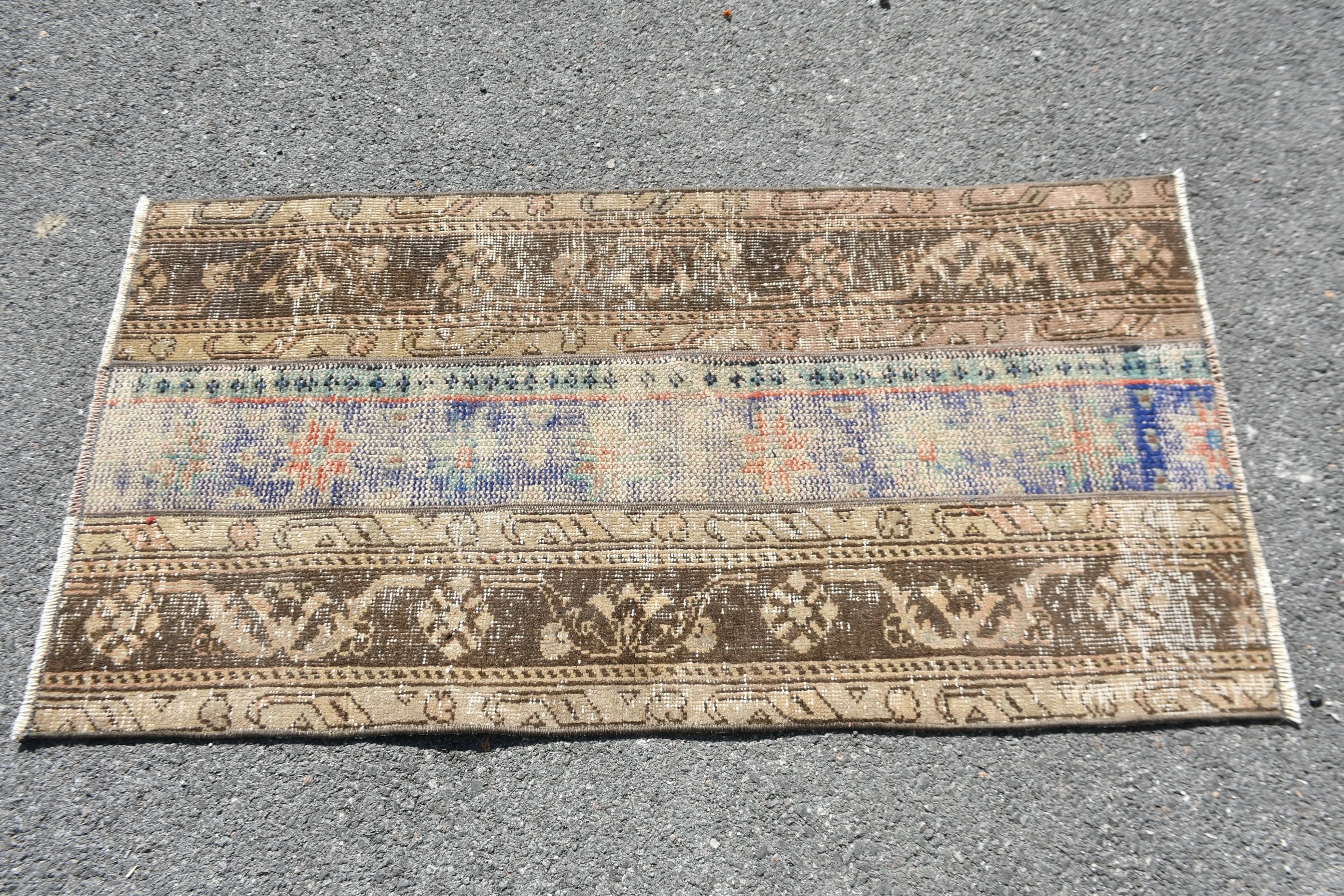 Vintage Rug, Rugs for Wall Hanging, 2.2x4.2 ft Small Rug, Bedroom Rug, Turkish Rugs, Kitchen Rugs, Brown Antique Rug