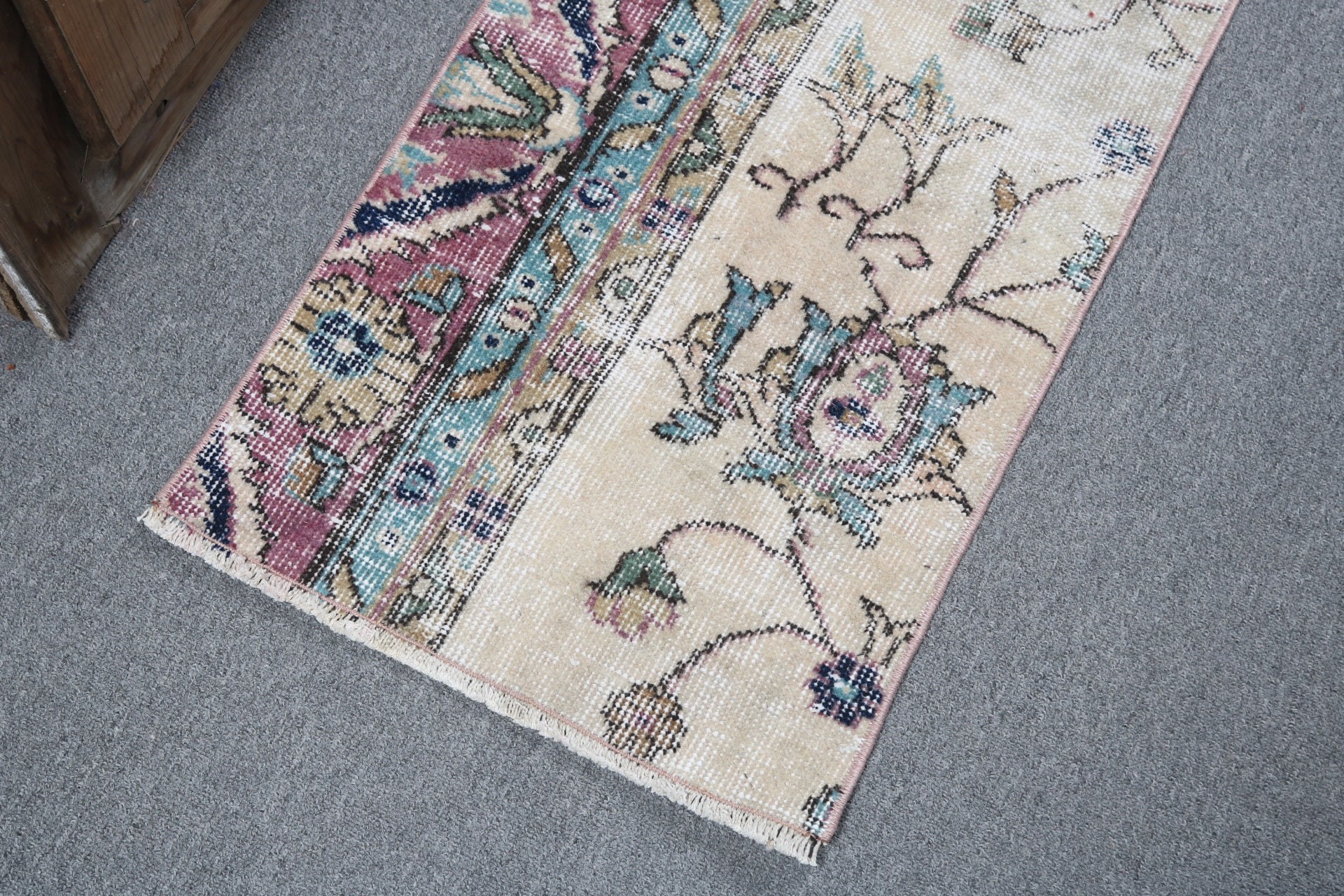 Bath Rugs, Anatolian Rugs, Turkey Rug, Kitchen Rugs, Vintage Rugs, Beige  1.4x2.9 ft Small Rug, Turkish Rug, Floor Rugs