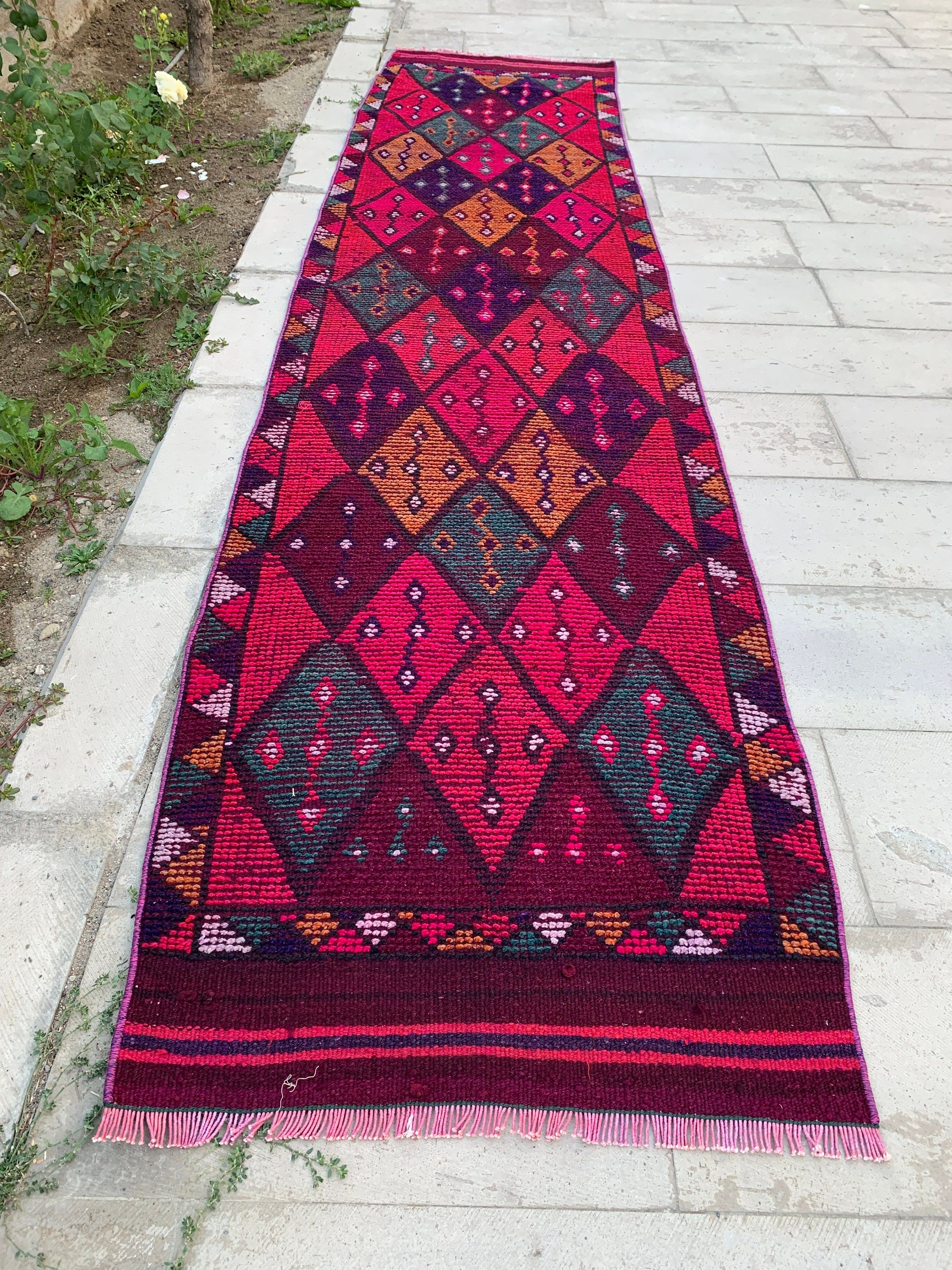 Vintage Halılar, Türk Halısı, Özel Halı, 2,9x12,5 ft Runner Halıları, Yün Halısı, Koridor Halıları, Koridor Halıları, Fas Halısı, Oryantal Halılar