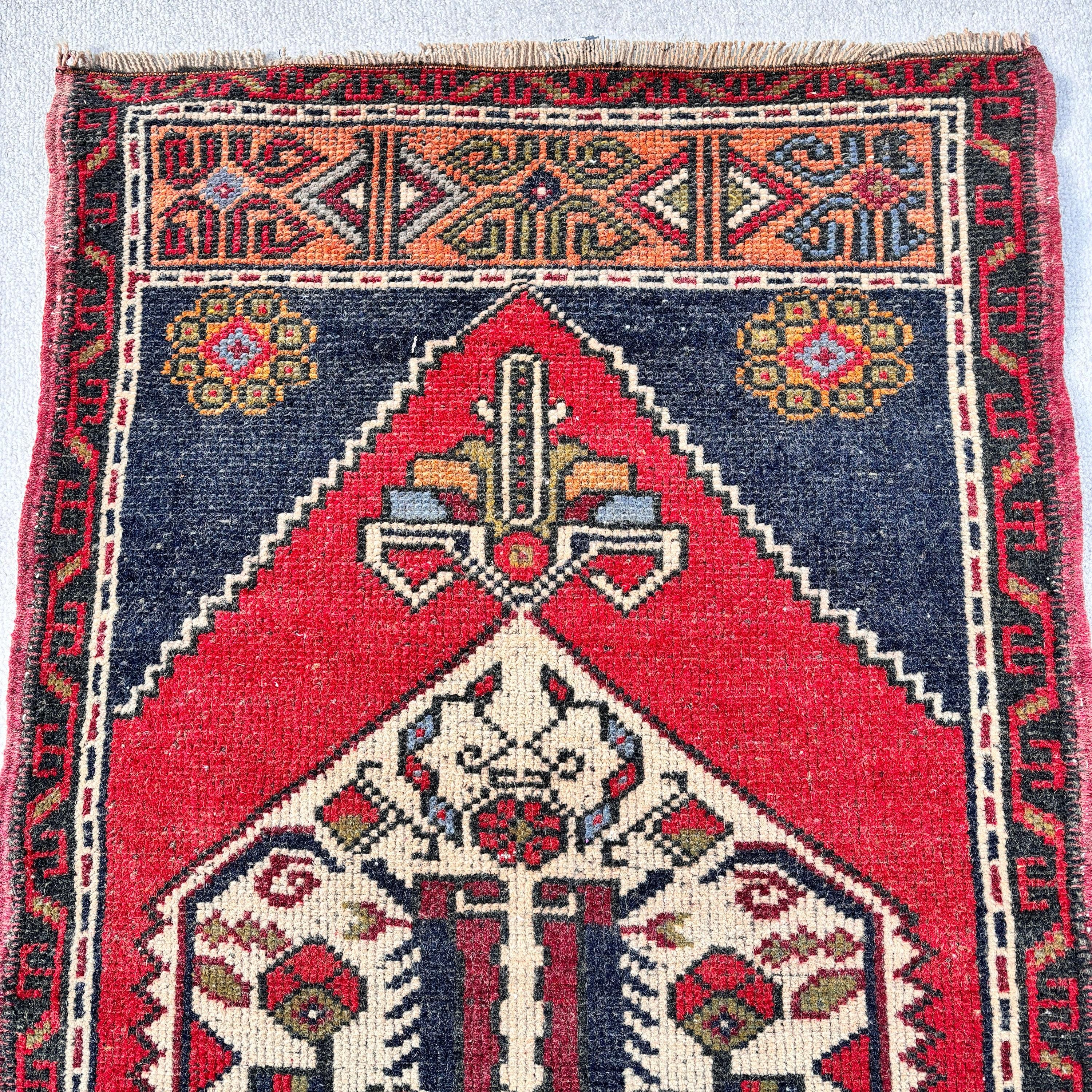 Kitchen Rug, Bedroom Rugs, Red Handwoven Rugs, Turkish Rug, 2x4.2 ft Small Rugs, Anatolian Rug, Exotic Rugs, Vintage Rugs, Handwoven Rugs