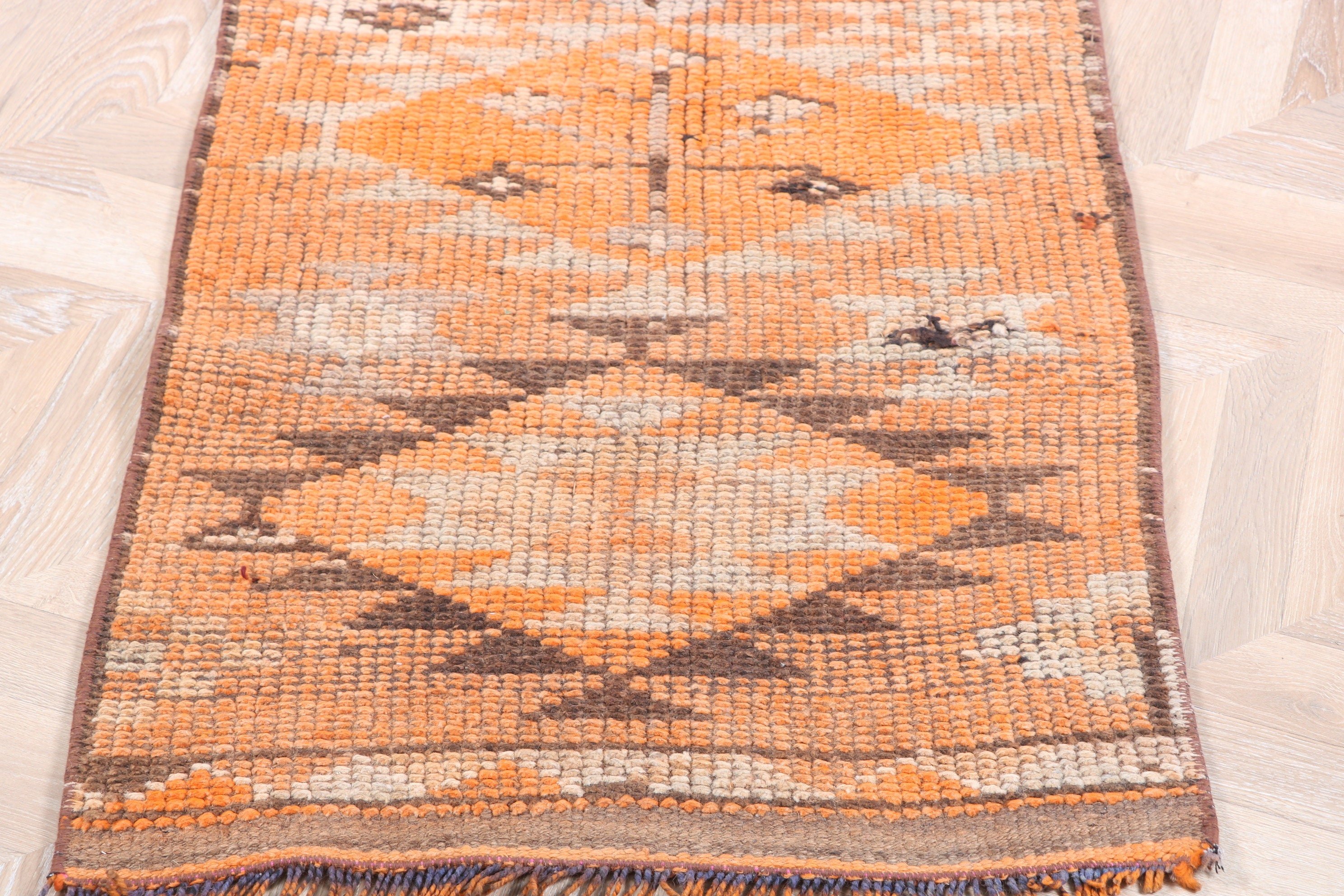 Home Decor Rugs, Orange  2x11.8 ft Runner Rugs, Kitchen Rug, Turkish Rug, Flatweave Rugs, Vintage Rug, Vintage Runner Rug