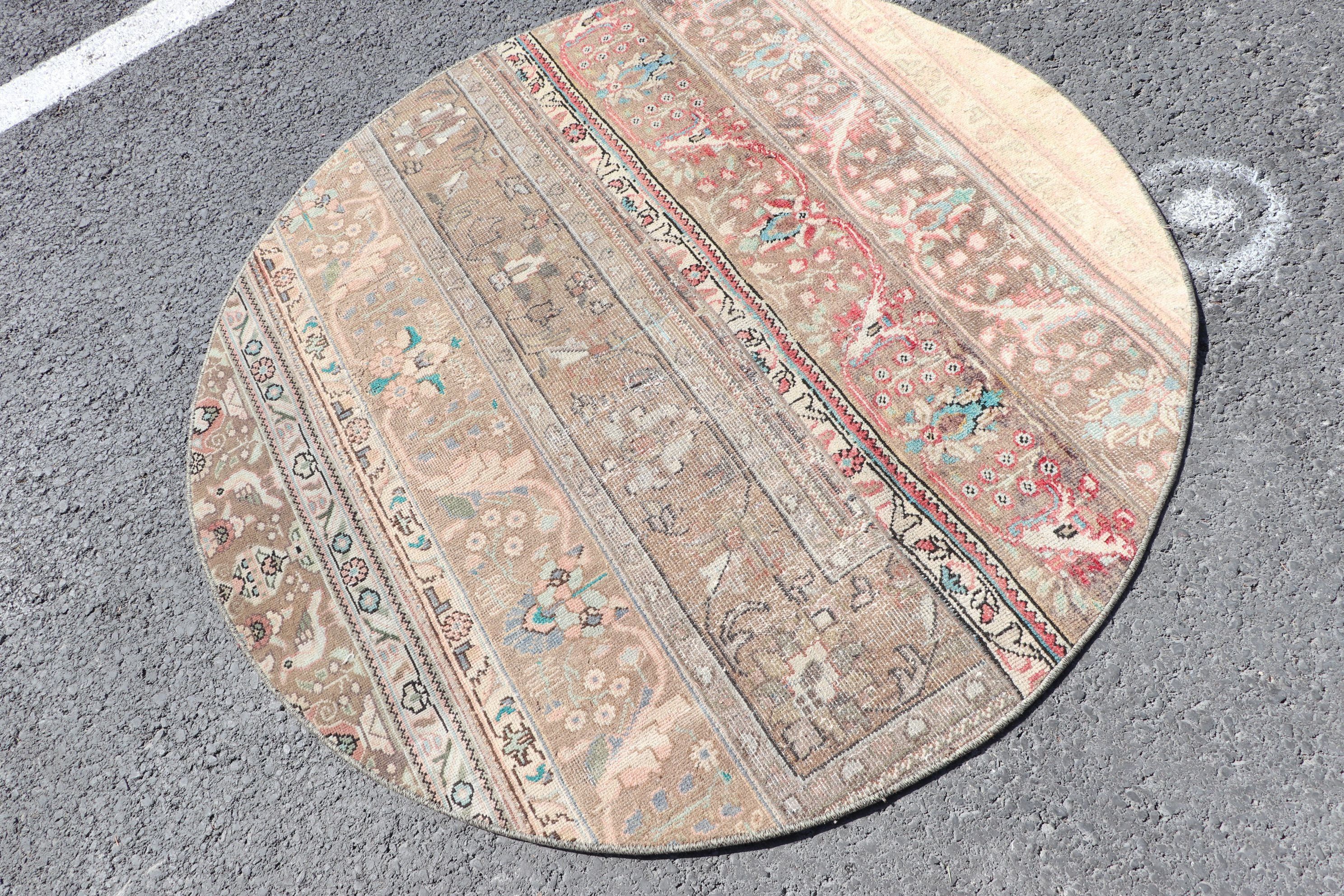 Vintage Halılar, Yatak Odası Halıları, Çocuk Halıları, Bej Yatak Odası Halıları, Yer Halısı, El Yapımı Halı, 4.6x4.6 ft Accent Halı, Türk Halısı