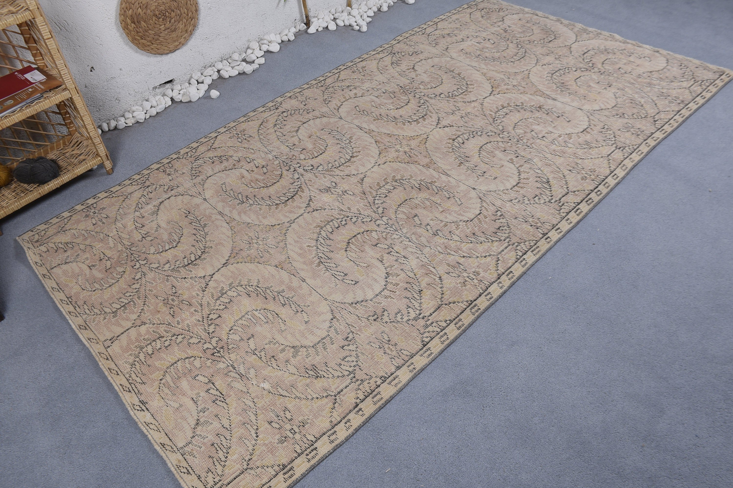 Turkish Rug, Handmade Rugs, Beige Home Decor Rugs, Vintage Rug, Salon Rug, Bedroom Rugs, 4.8x8.9 ft Large Rugs, Home Decor Rug, Antique Rug