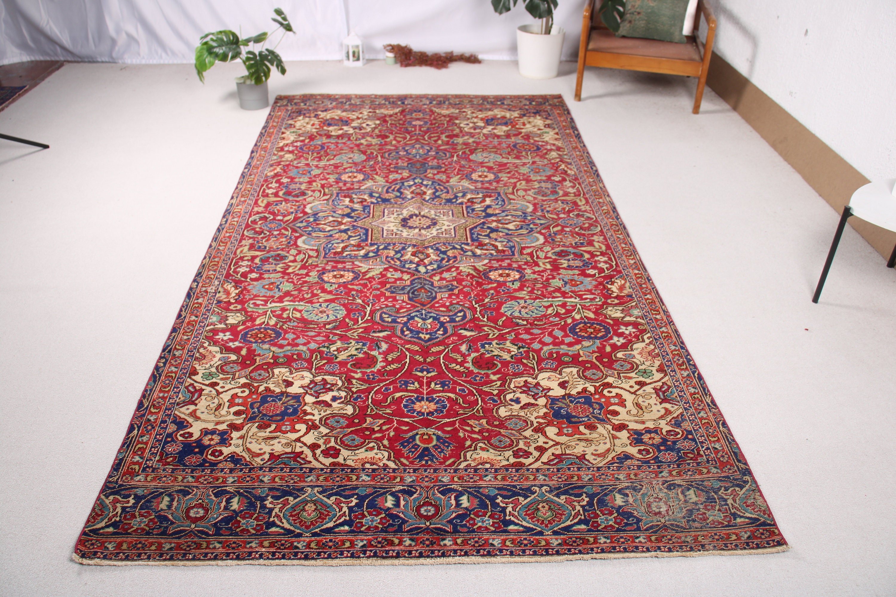 Türk Halısı, Havalı Halılar, El Dokuma Halılar, Büyük Boho Halılar, Kırmızı Lüks Halılar, Vintage Halı, Büyük Oushak Halılar, 5,1x9,7 ft Büyük Halılar, Egzotik Halı