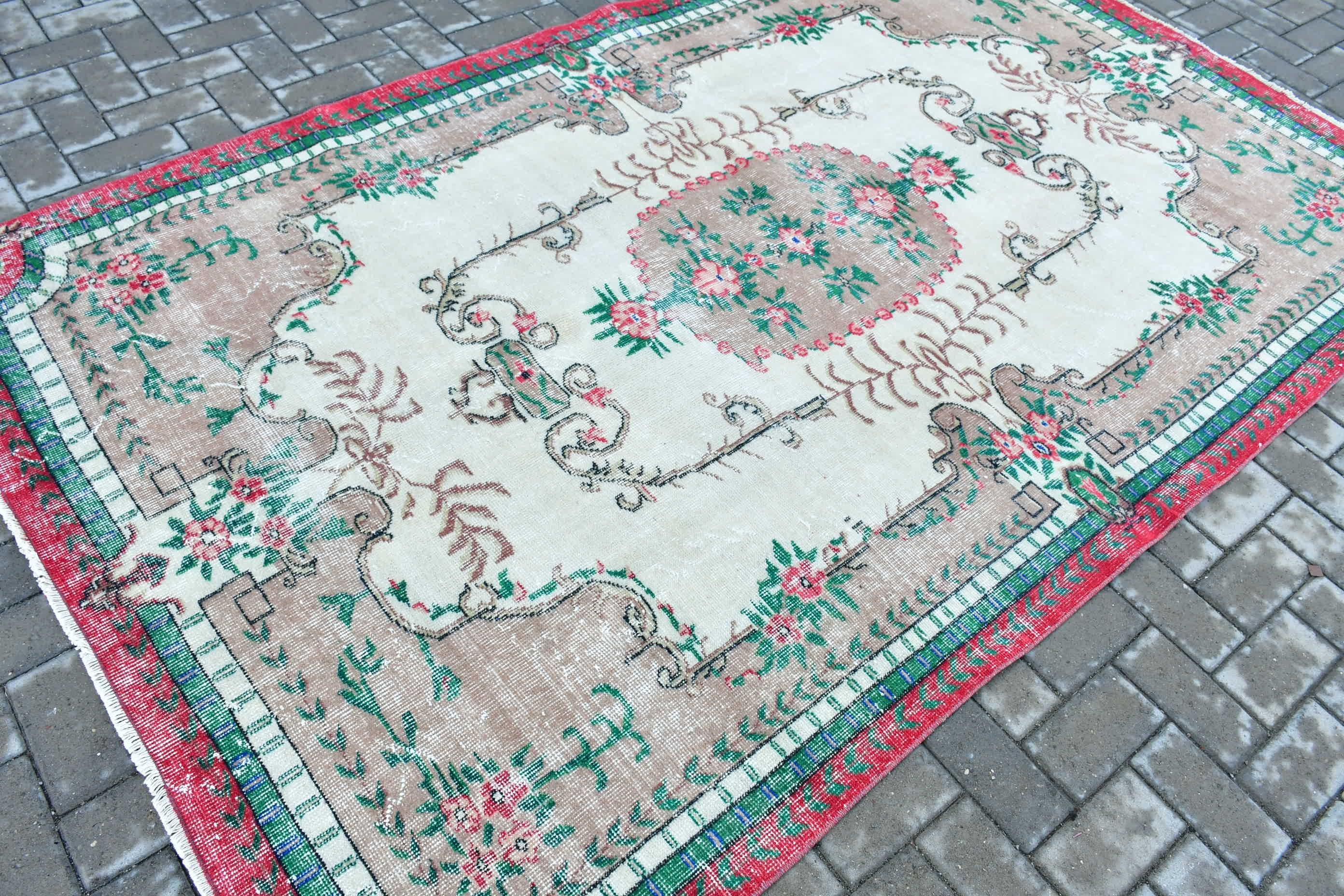 Old Rug, Turkish Rug, Green  5.4x8.9 ft Large Rug, Living Room Rug, Antique Rug, Bedroom Rug, Vintage Rugs