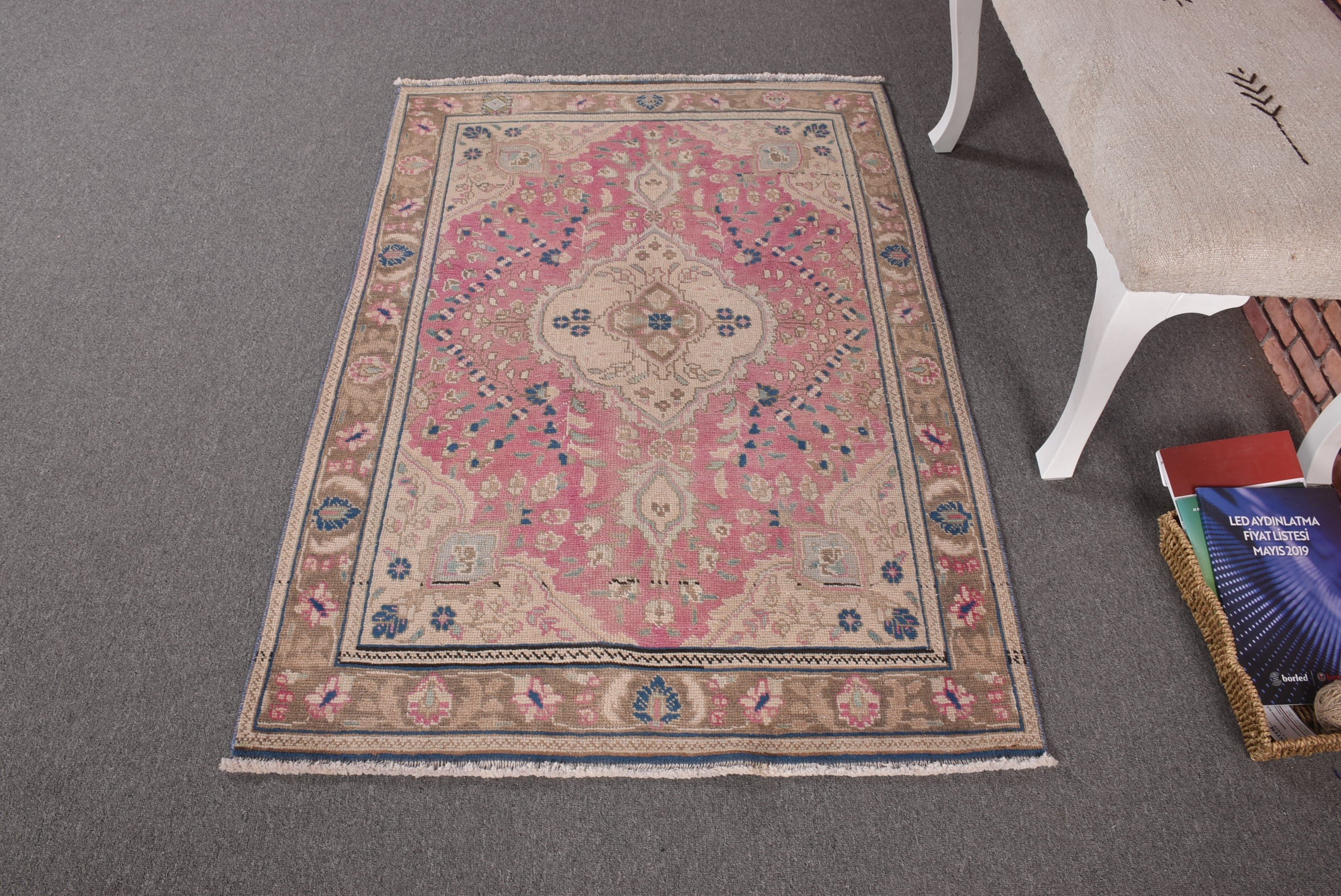 Türk Halısı, 3.2x4.9 ft Aksan Halısı, Pembe Boho Halıları, Giriş Halısı, Boho Vurgu Halısı, Yatak Odası Halıları, Modern Halılar, Vintage Halı, Giriş Yolu Halıları