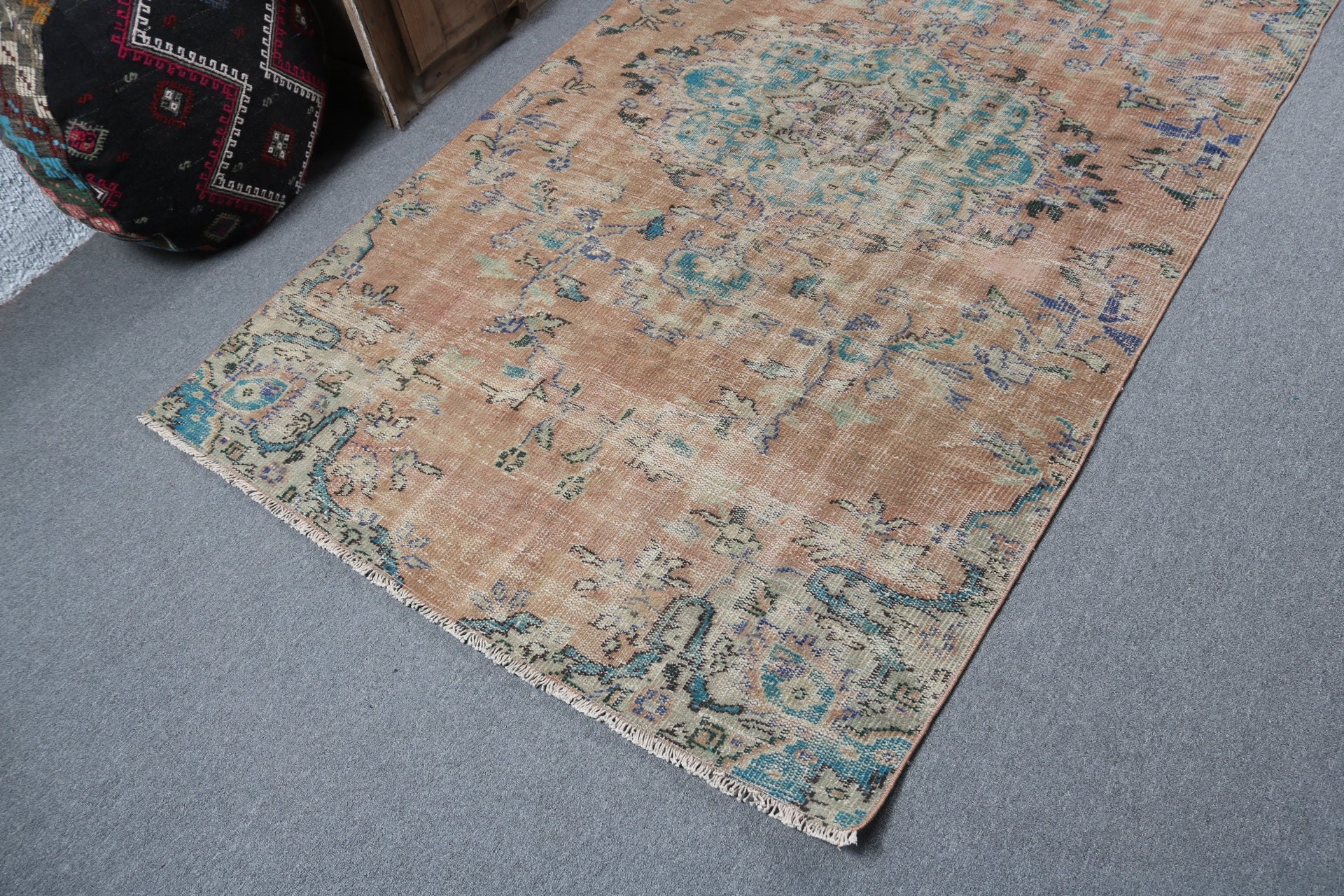 Rugs for Area, Turkish Rug, 4.6x7.7 ft Area Rugs, Bedroom Rug, Vintage Rug, Vintage Area Rugs, Brown Wool Rugs, Handwoven Rugs, Indoor Rug