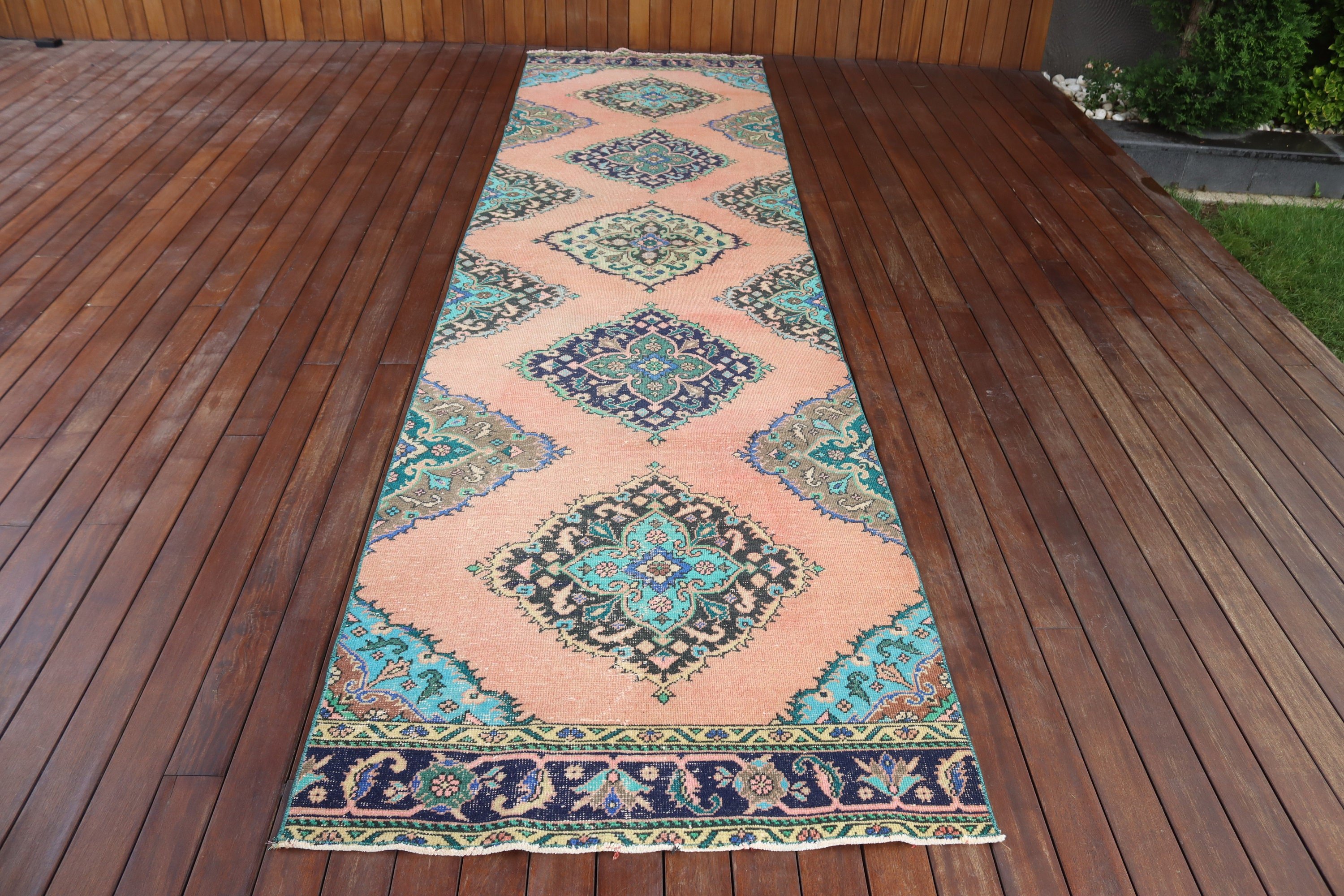 Hallway Rug, 3.3x13.2 ft Runner Rug, Antique Rug, Turkish Rug, Vintage Rugs, Corridor Rug, Bronze Oriental Rugs, Home Decor Rugs, Boho Rug