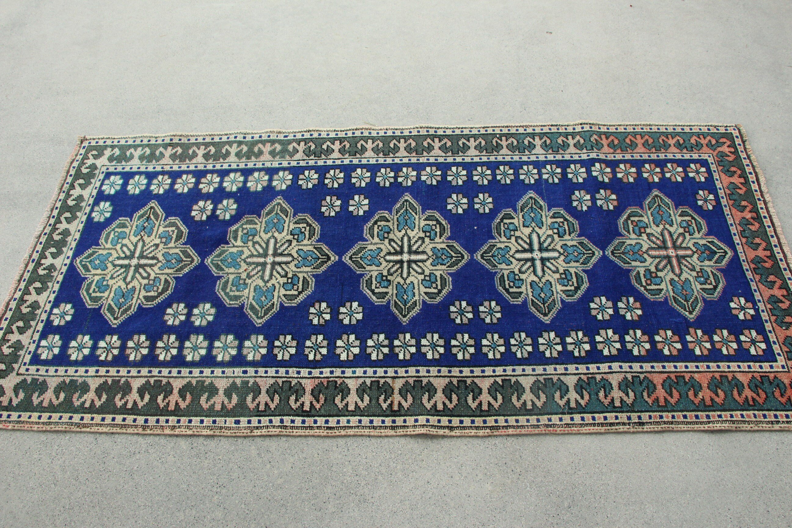 Vintage Rug, Cool Rug, Floor Rug, Art Rug, Entry Rug, Bedroom Rug, Turkish Rugs, 2.9x6.2 ft Accent Rug, Rugs for Entry, Blue Anatolian Rugs