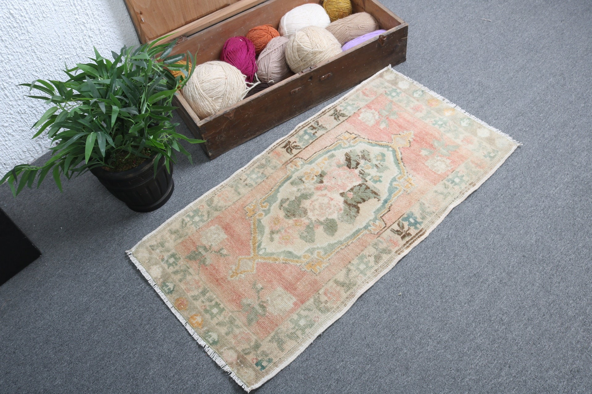 Vintage Halılar, Giriş Halıları, 1.7x3.3 ft Küçük Halılar, Nötr Halı, Boho Halı, Yatak Odası Halıları, Küçük Alan Halıları, Kırmızı Yatak Odası Halısı, Türk Halısı