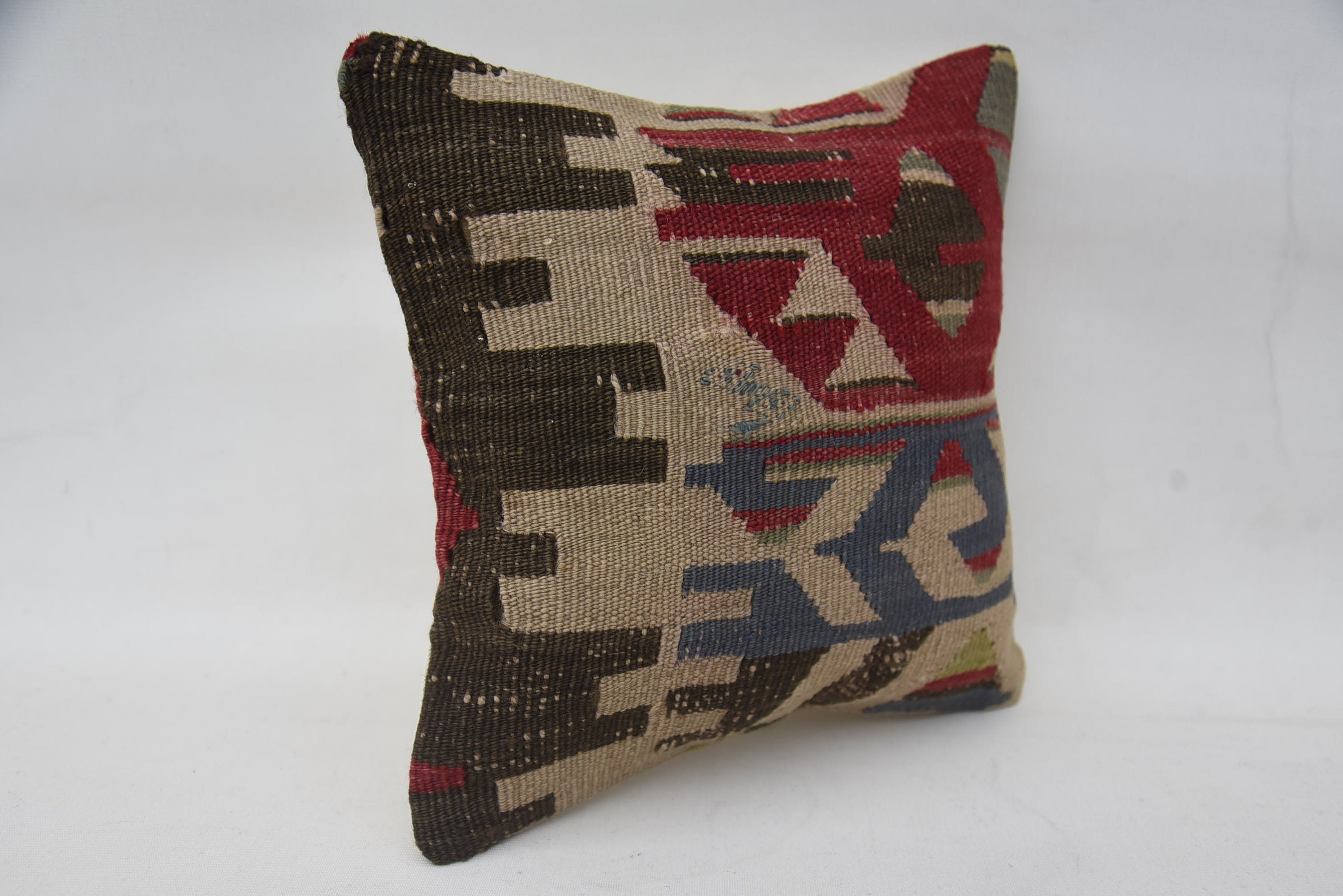 Turkish Kilim Pillow, 12"x12" Beige Pillow Cover, Pet Pillow Case, Vintage Kilim Pillow, Home Decor Pillow, Sofa Cushion Cover