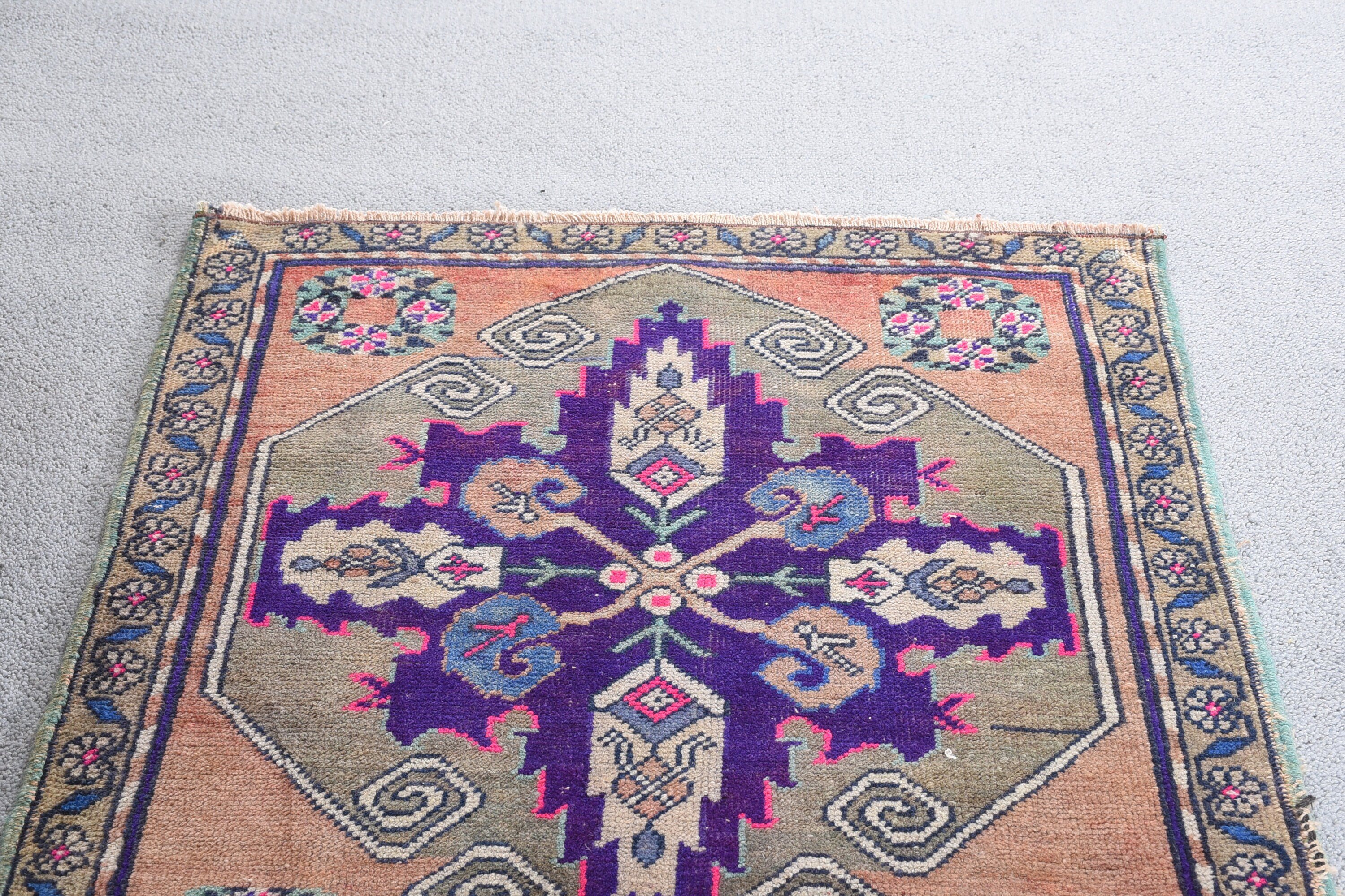 Mor Anadolu Halısı, Banyo Halıları, Türk Halısı, Vintage Halılar, 2,2x2,5 ft Küçük Halılar, Mutfak Halısı, Ev Dekorasyonu Halısı, Boho Halısı