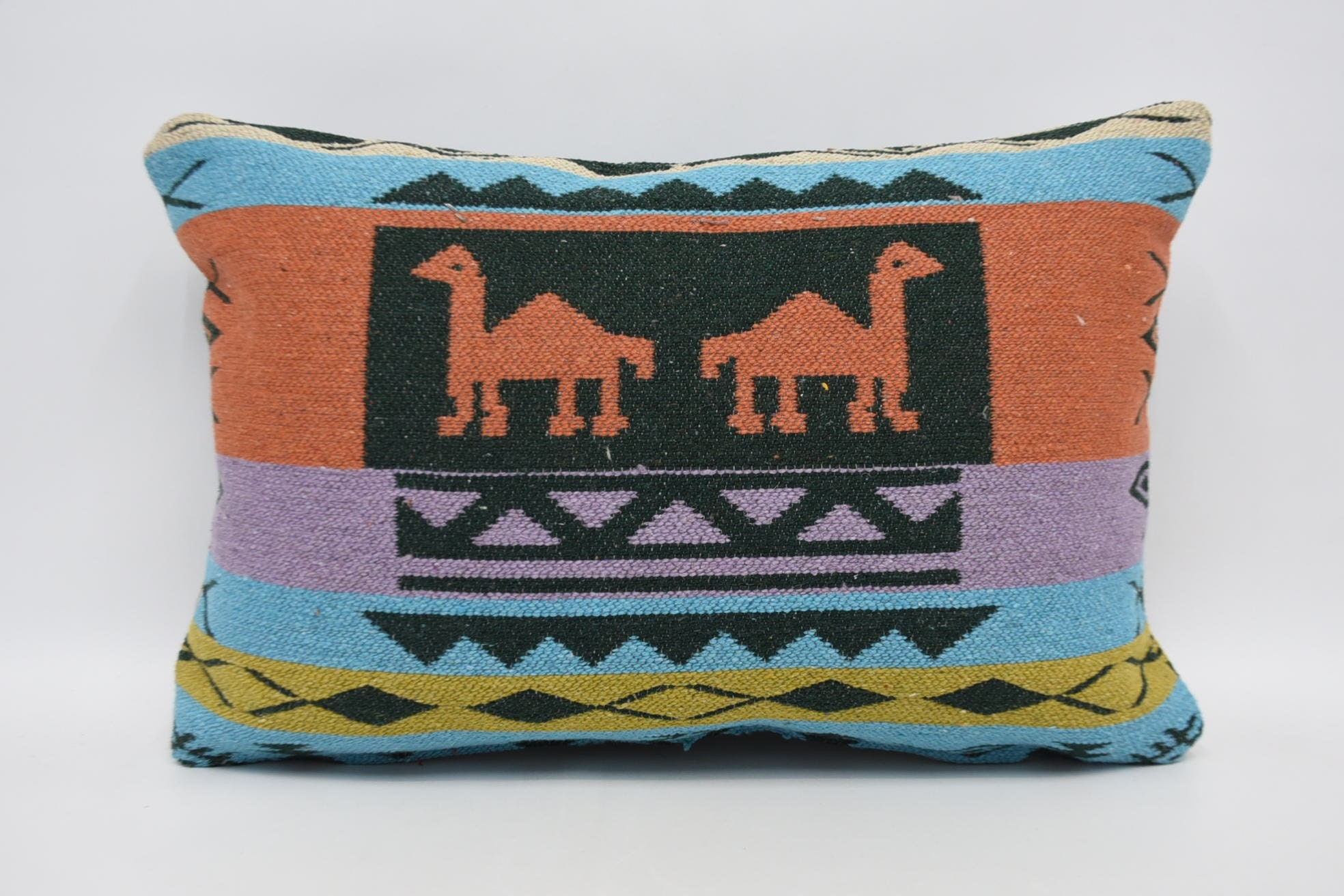 16"x24" Purple Cushion, Vintage Kilim Pillow, Nautical Throw Pillow, Ethnical Kilim Rug Pillow, Turkish Pillow