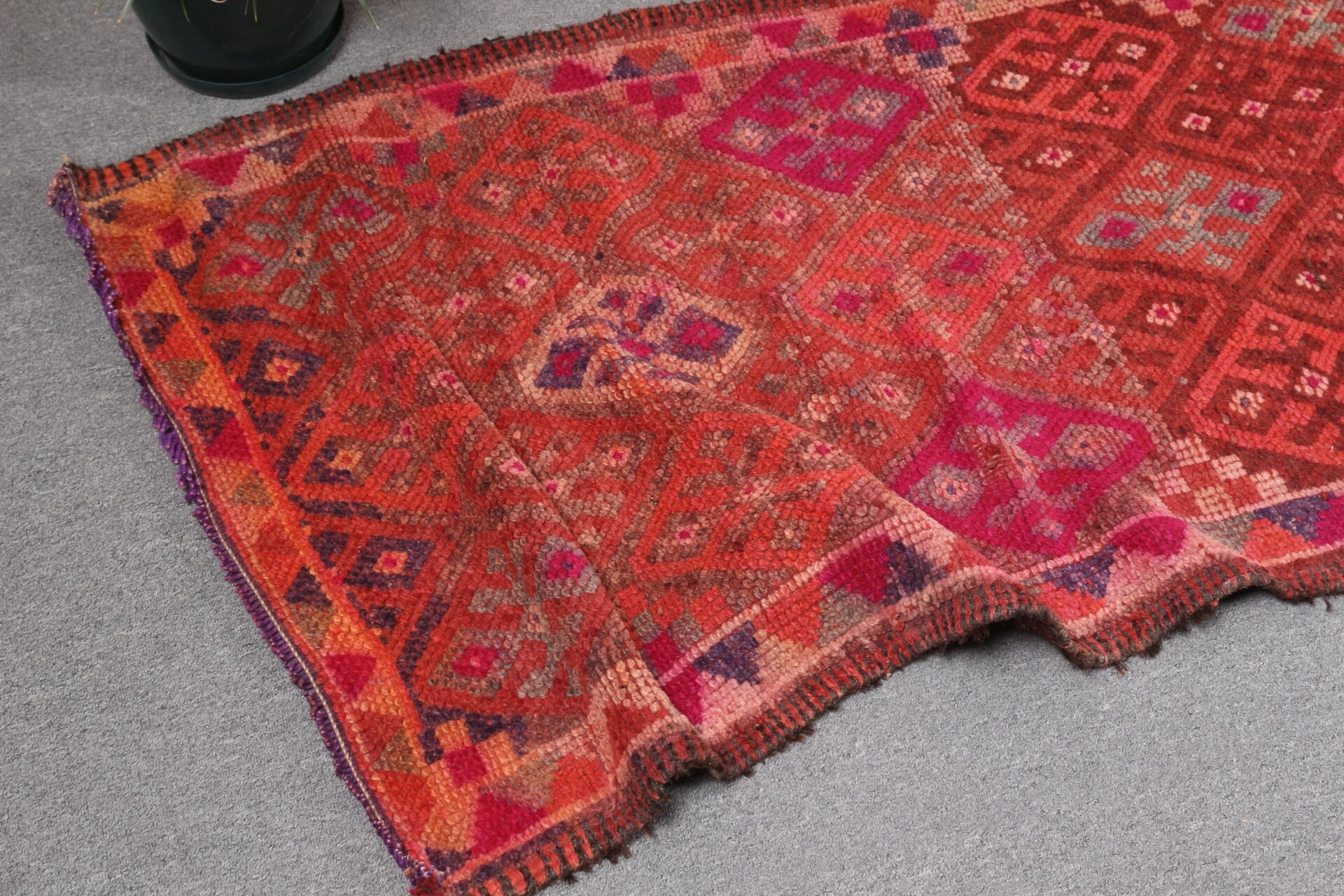 Mor Havalı Halı, Soluk Halılar, Havalı Halı, Türk Halısı, Vintage Halı, Koridor Halısı, Ev Dekorasyonu Halıları, Merdiven Halıları, 2,9x11,2 ft Koşucu Halıları