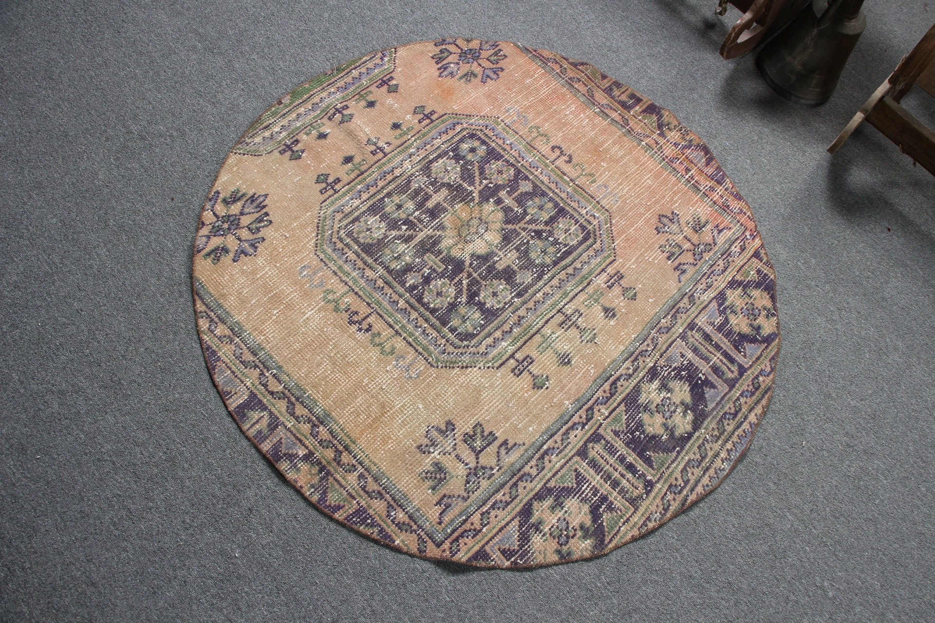 Duvara Asılı Halı, Kahverengi Yer Halıları, Yatak Odası Halısı, Vintage Halı, Türk Halısı, 3.6x3.6 ft Küçük Halı, Mutfak Halısı, Banyo Halıları, Boho Halı