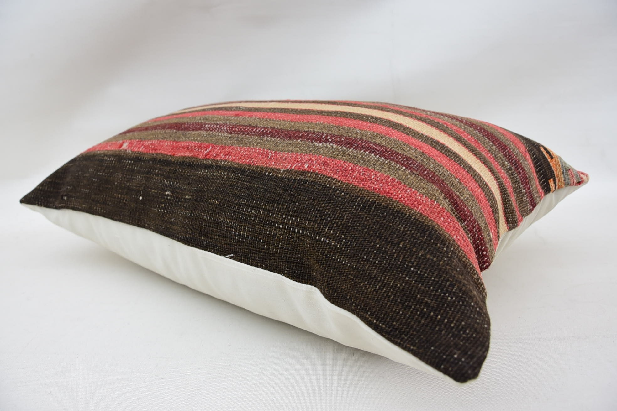 Handmade Kilim Cushion, Handmade Throw Pillow Cover, Antique Pillows, Kilim Pillow, Chair Cushion, 16"x24" Brown Pillow Case