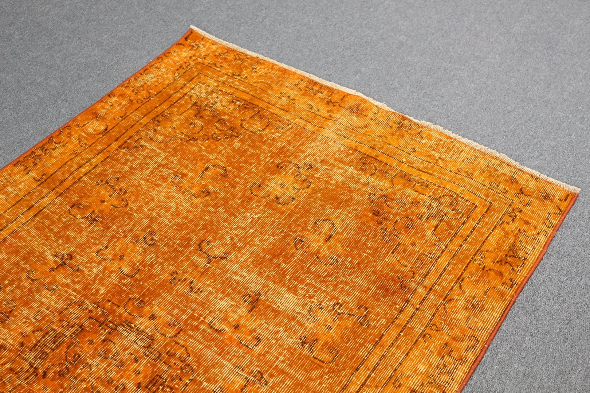 Rugs for Area, Kitchen Rug, Floor Rug, Turkish Rugs, Orange Oushak Rugs, Antique Rugs, Vintage Rugs, 3.7x6.6 ft Area Rug, Dining Room Rugs