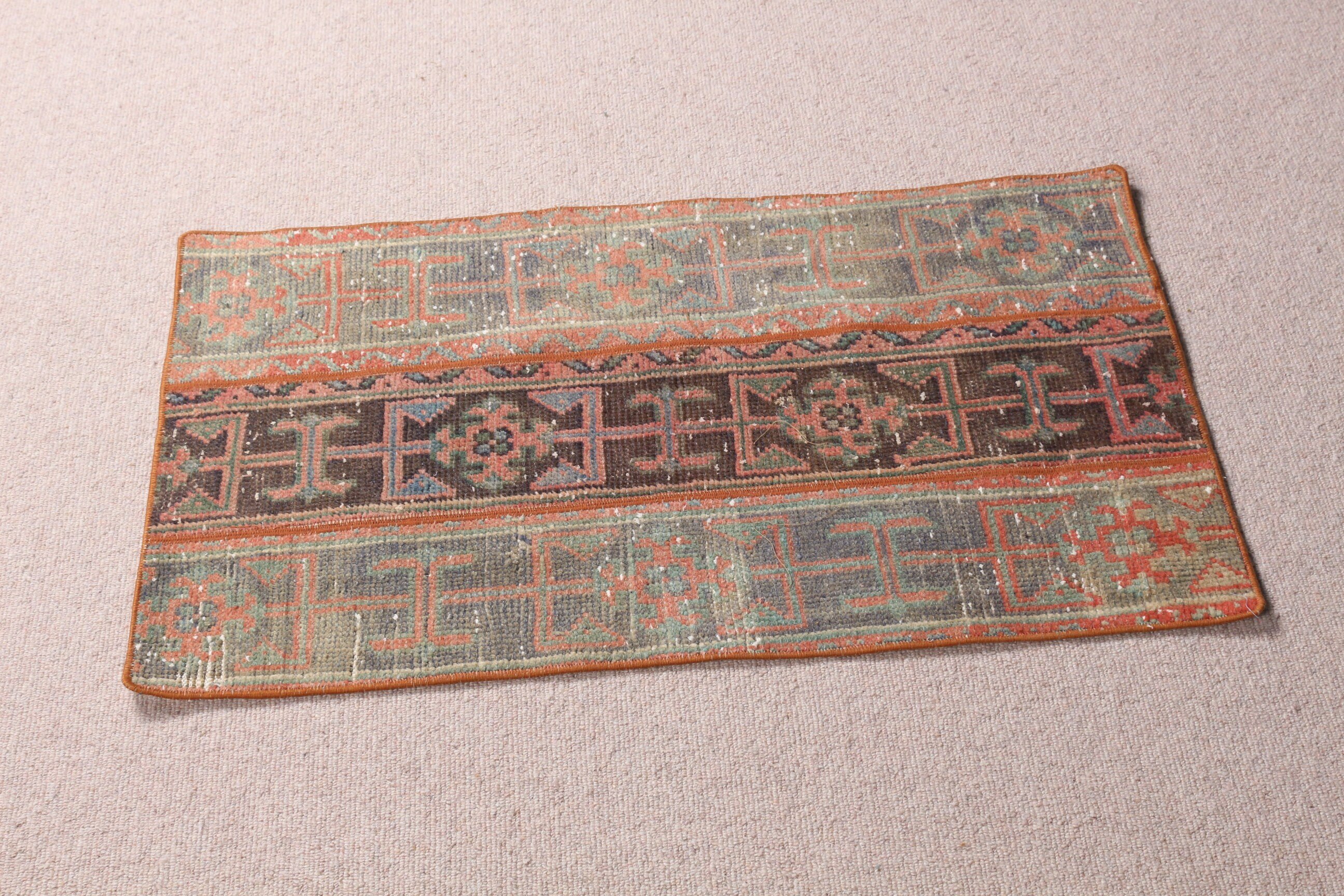 Vintage Dekor Halı, Mutfak Halıları, Vintage Halılar, Kahverengi Oushak Halı, Çocuk Halısı, Türk Halısı, Anadolu Halısı, 1.8x3.2 ft Küçük Halılar, Yün Halı